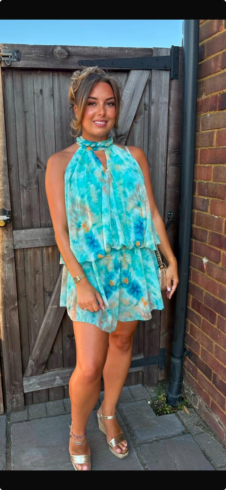 Marble Print Rope Design Floaty Playsuit