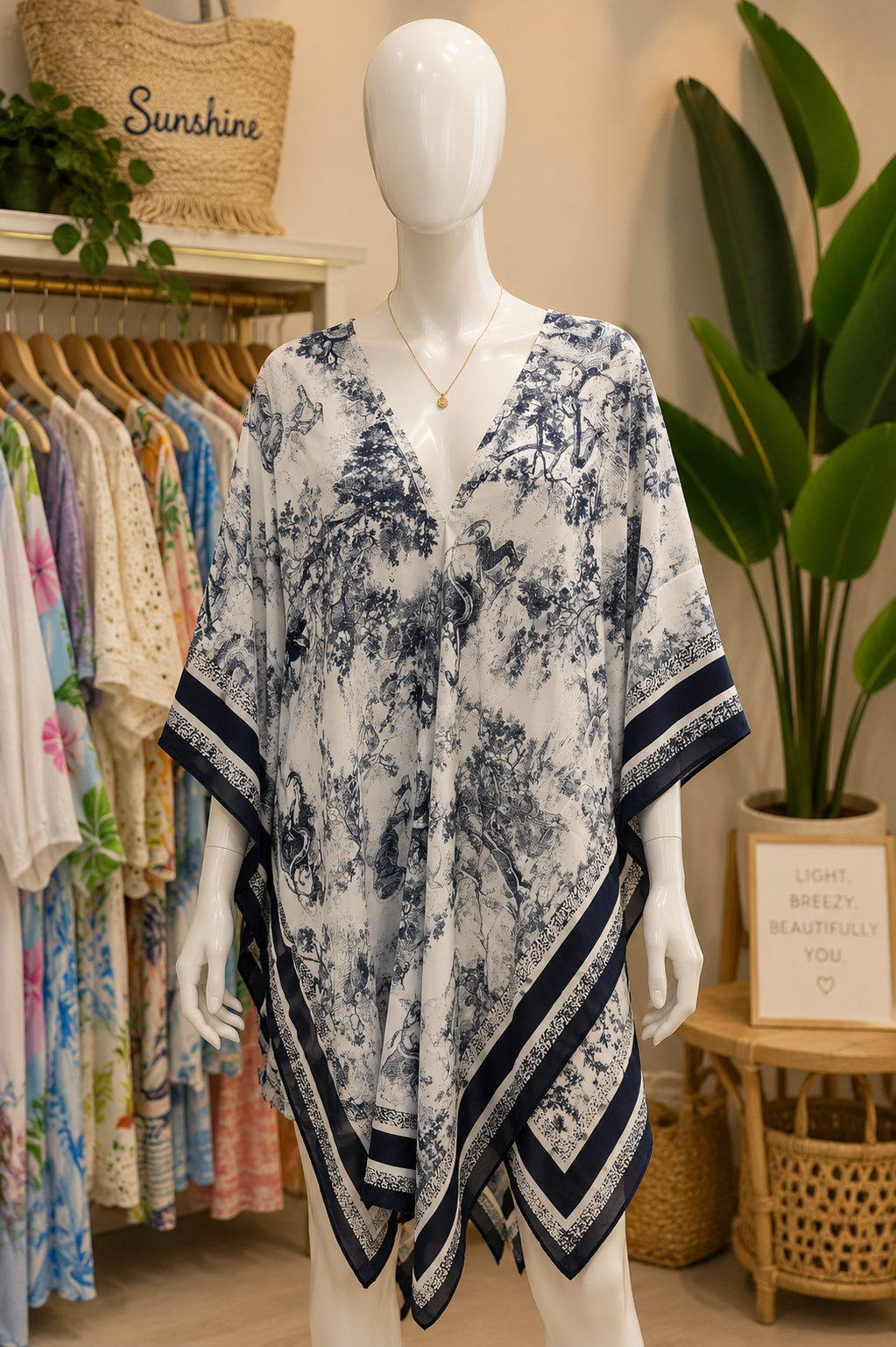 Silky Print Beach Kaftan - One size