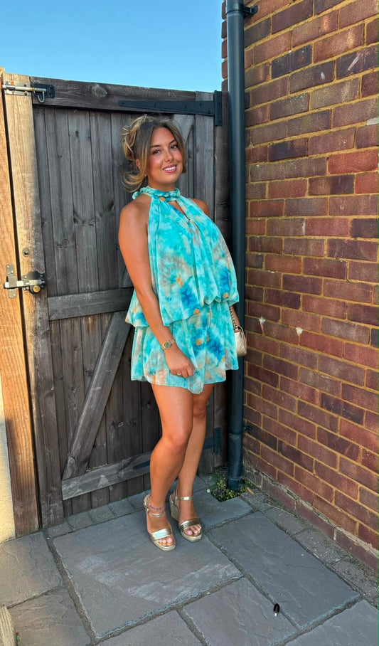 Marble Print Rope Design Floaty Playsuit