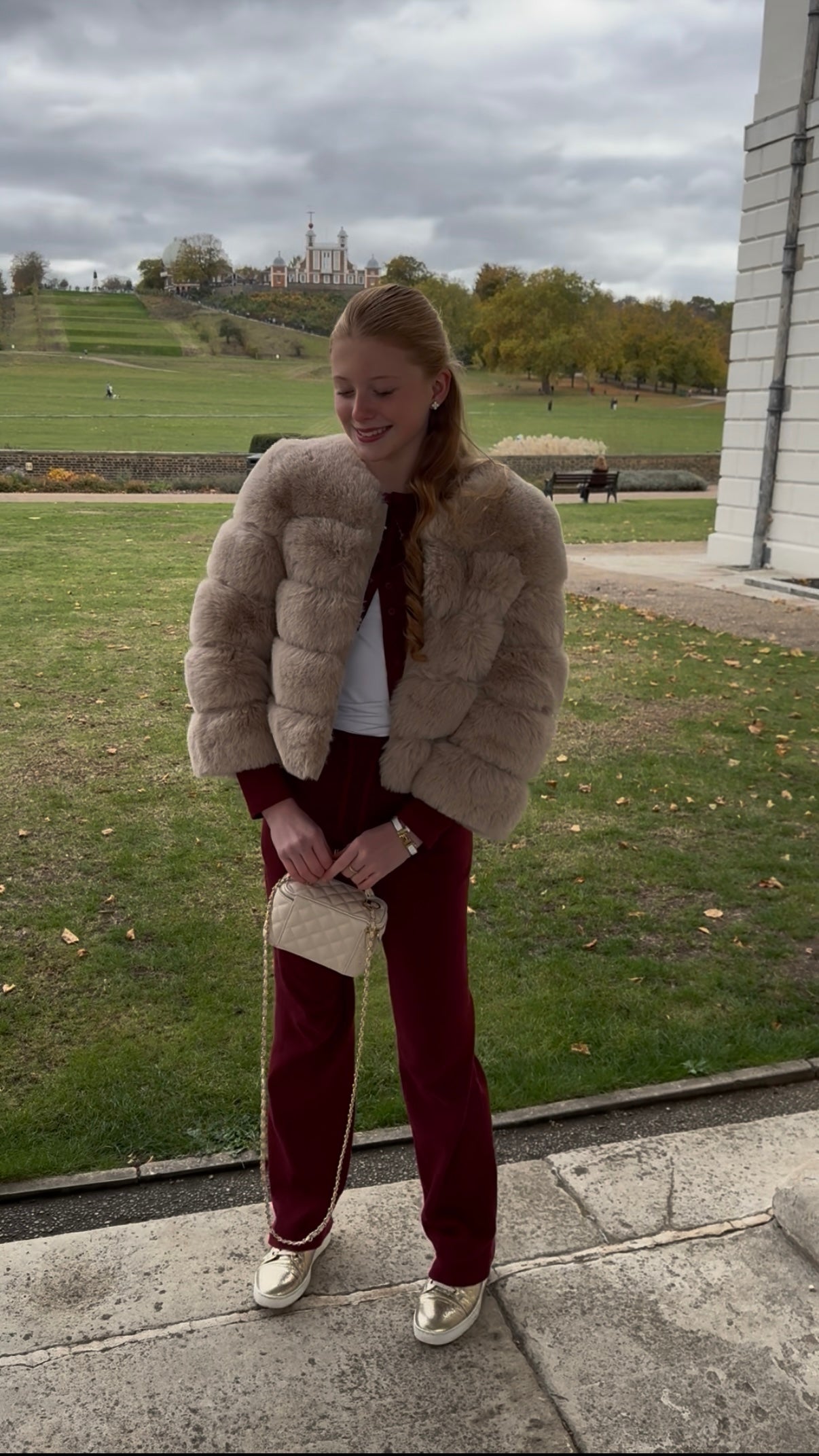 Beige Premium Faux Fur Jacket - 4 Row Sleeve