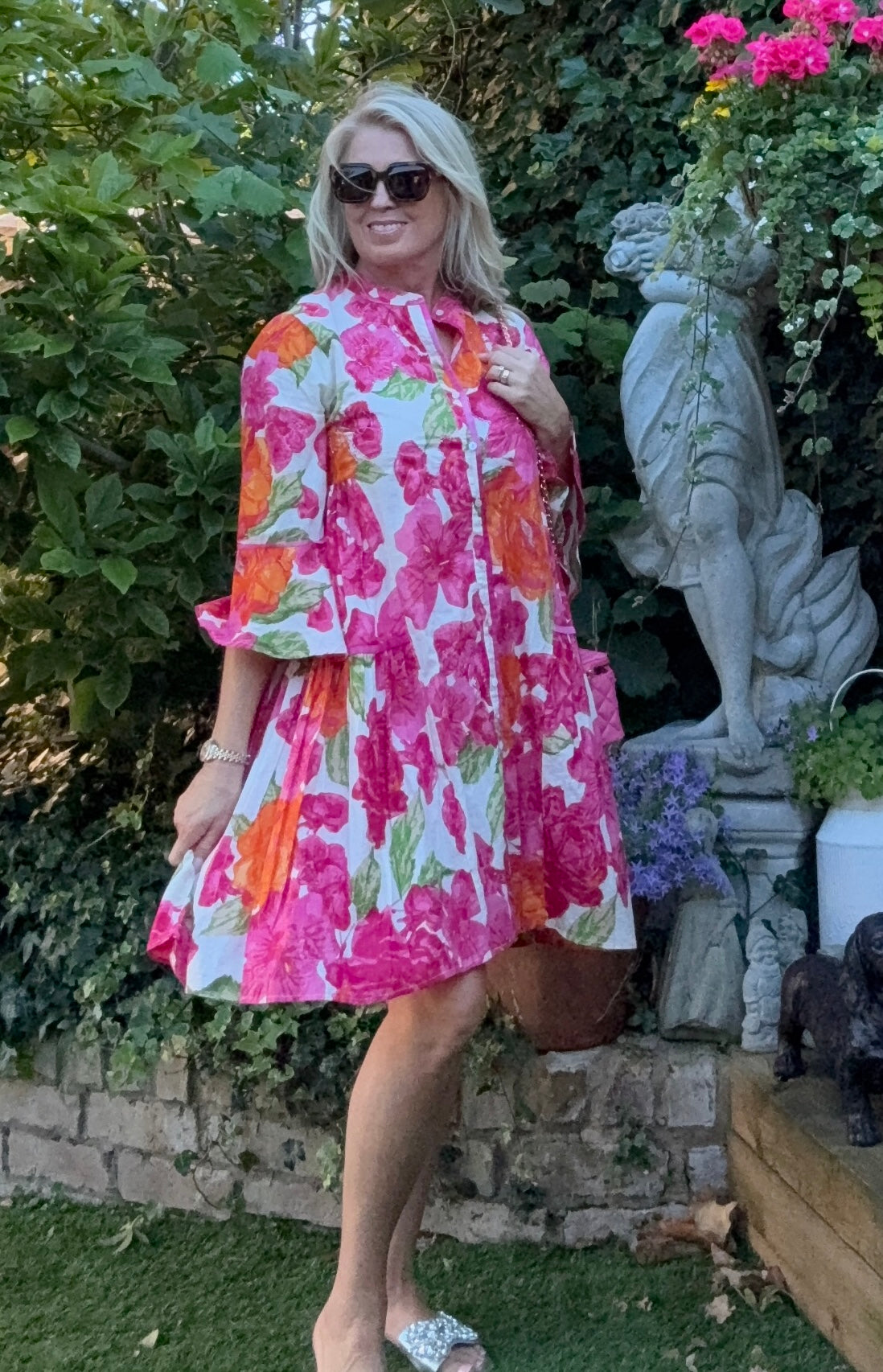 Floral Beaded Tunic Dress