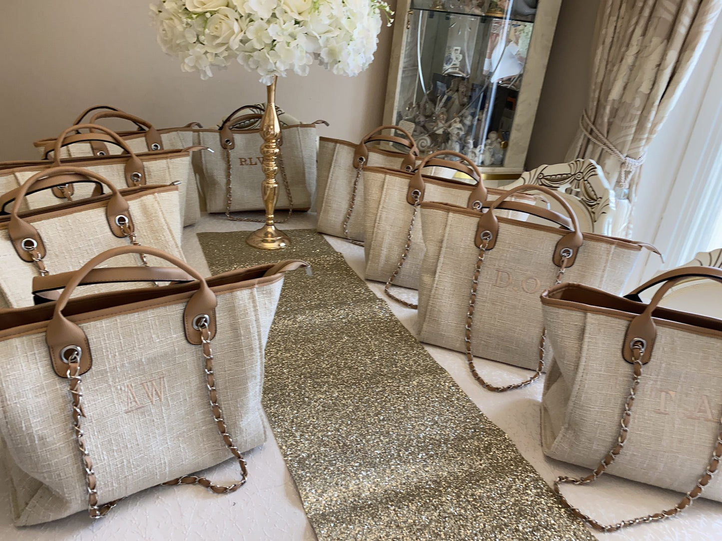 Medium Canvas Personalised Embroidered Tote Bag - TAN TRIM