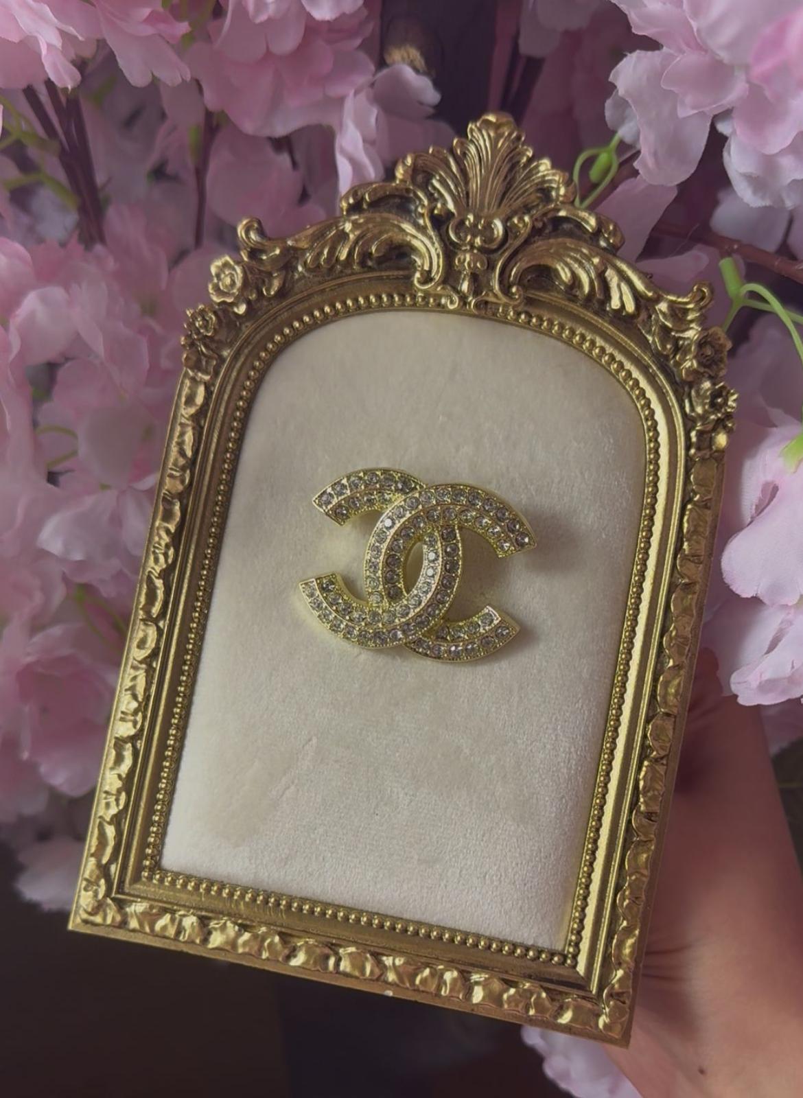 Gold Diamonte Embellished Brooch