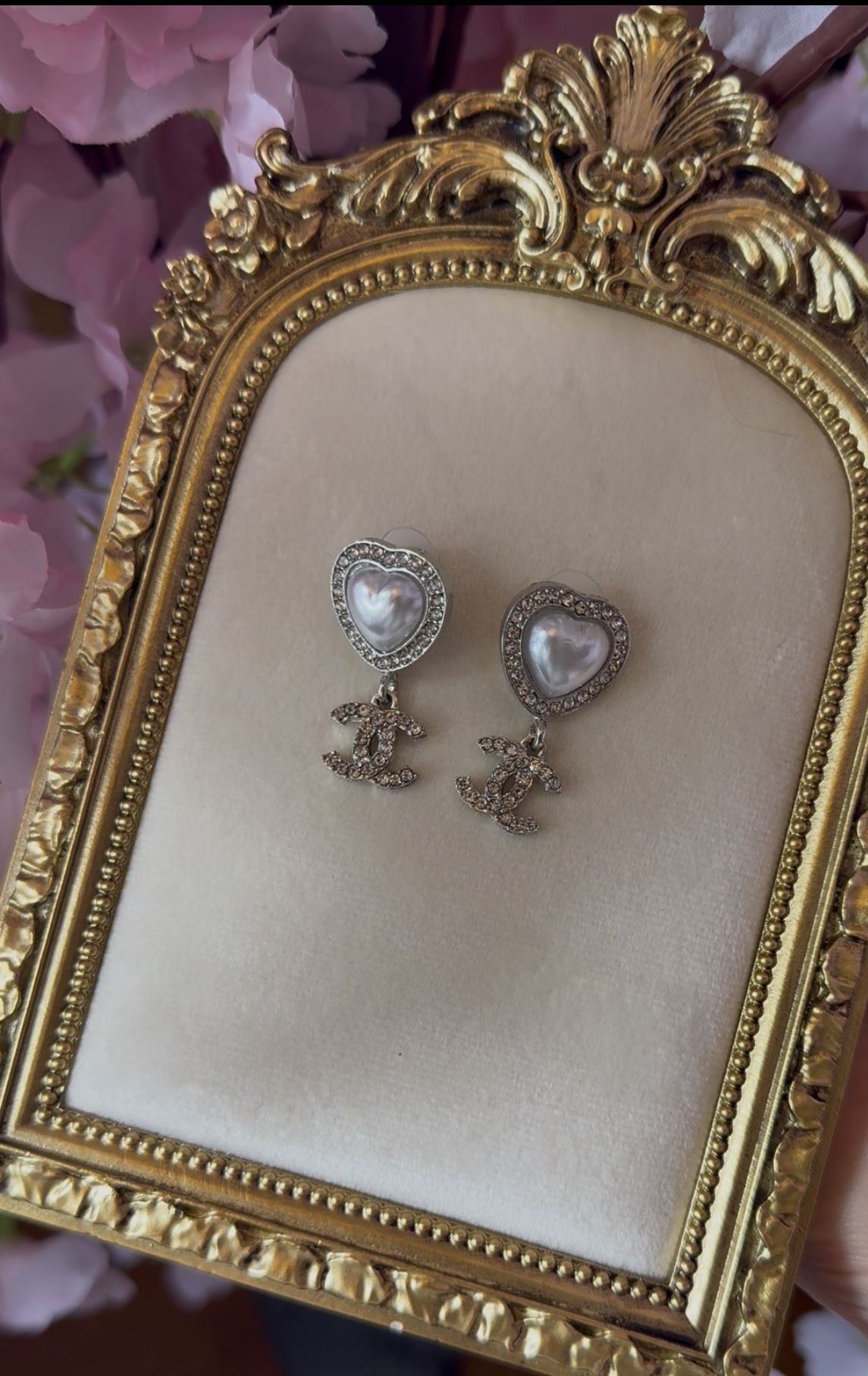 Silver Heart CC Earrings