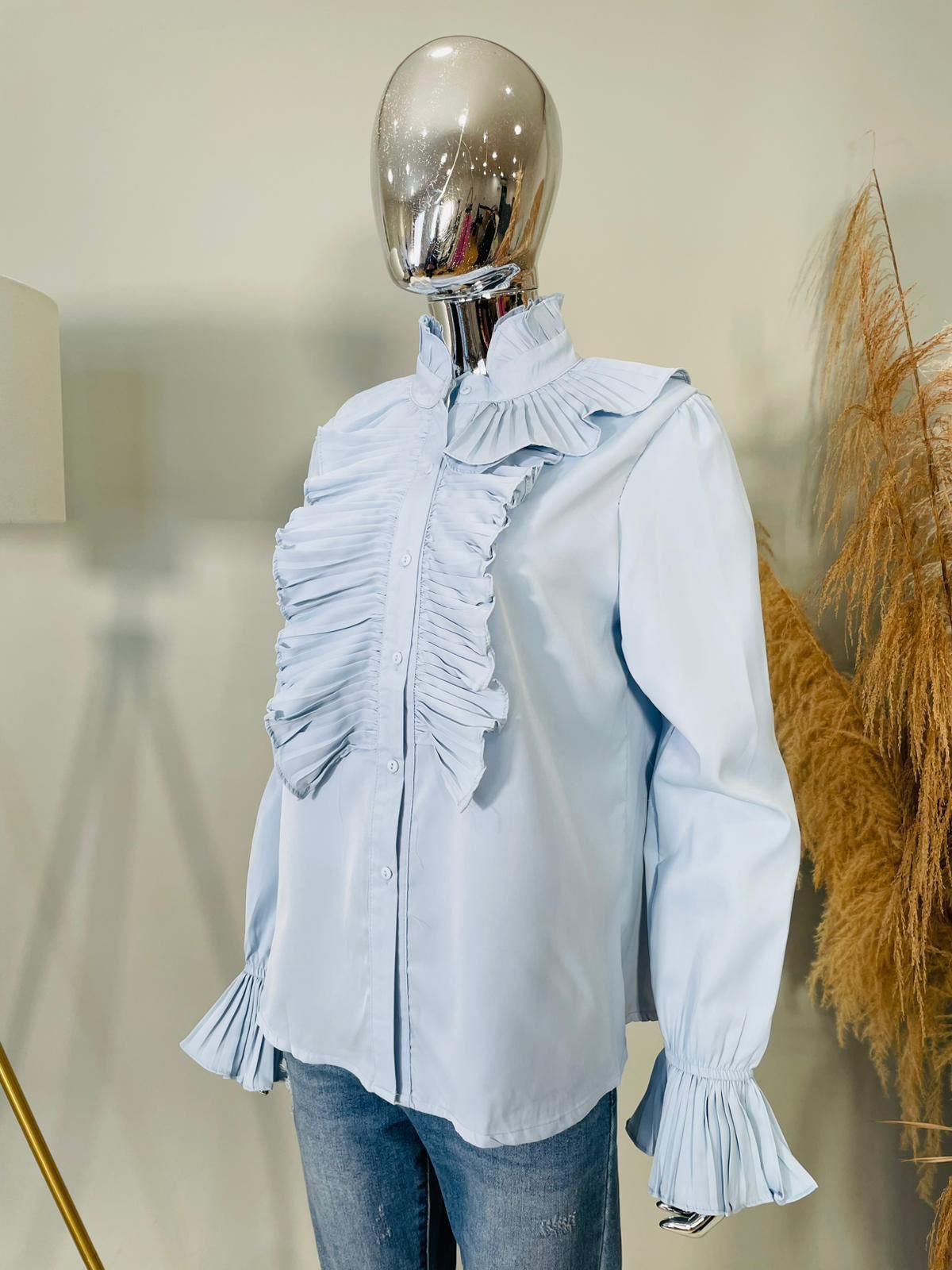 Diana Ruffle Shirt - Elegant Frill Neck Blouse