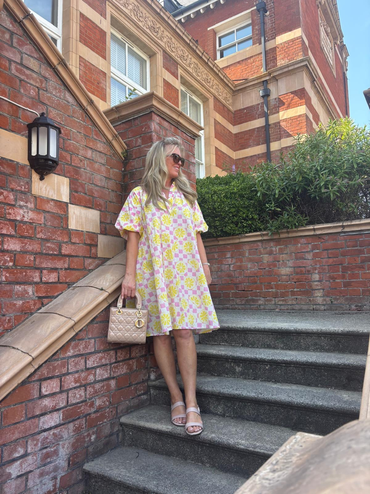 Lemon Slice Puff Sleeve Dress