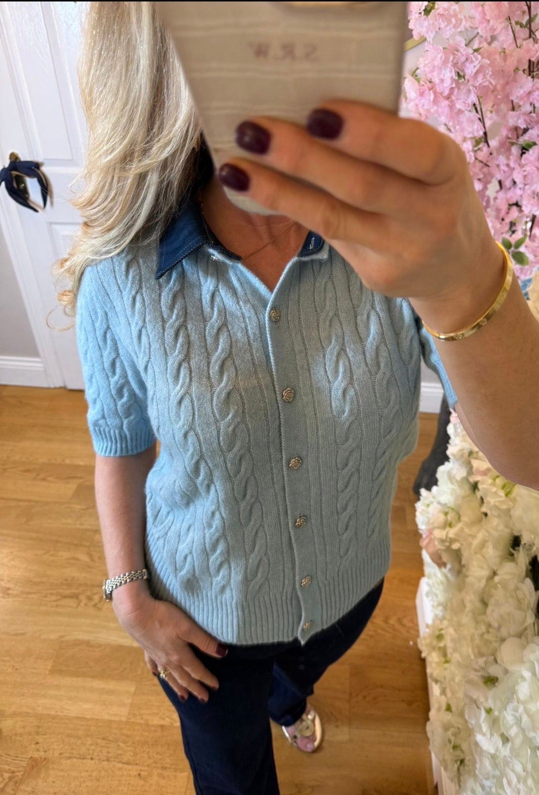 Rita - denim collar top