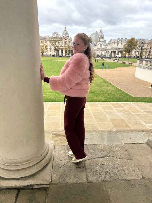 Pink Premium Faux Fur Jacket - 4 Row Sleeve