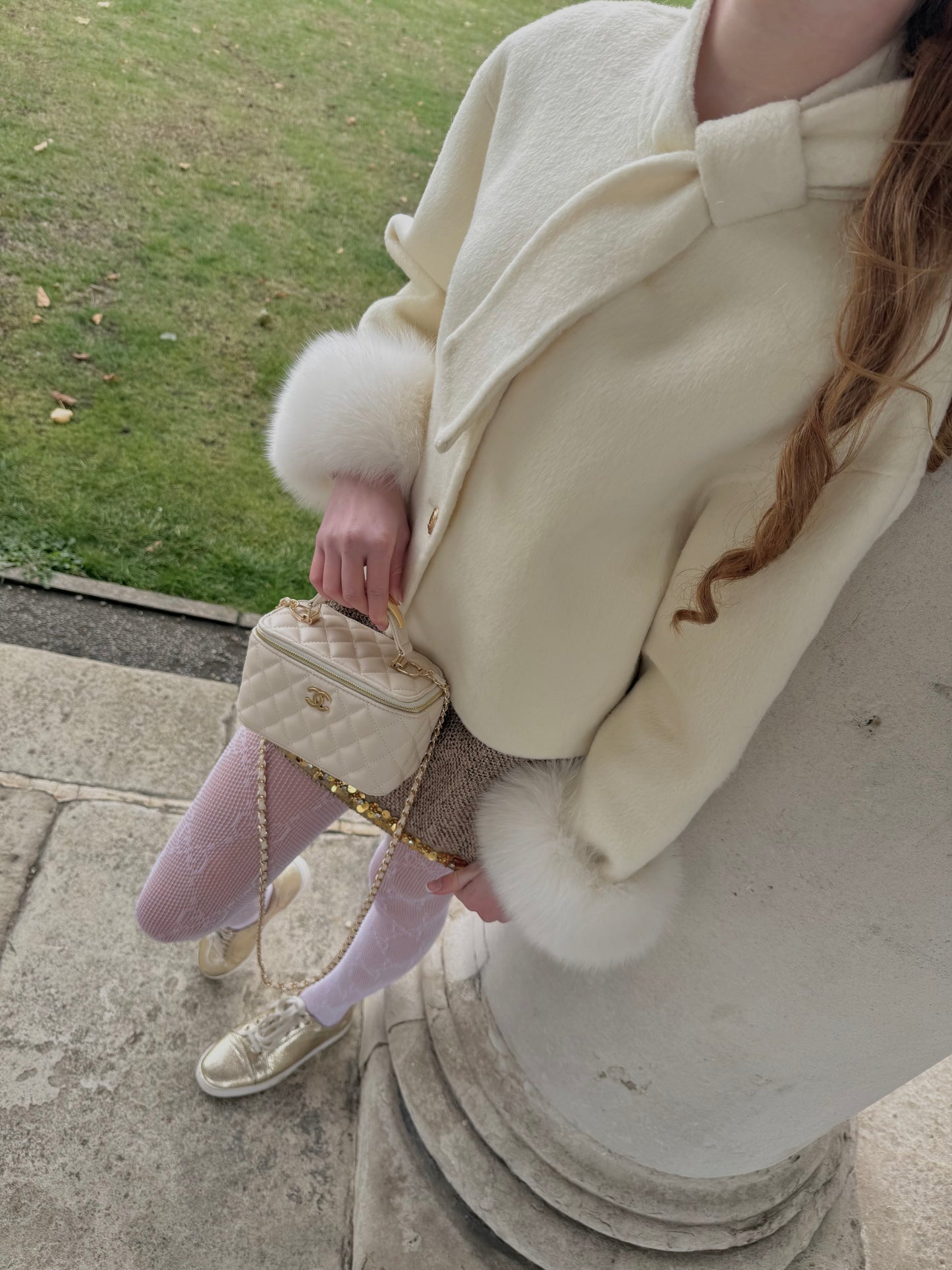 CHELSEA - Real Fur Trim Cashmere Mix Jacket