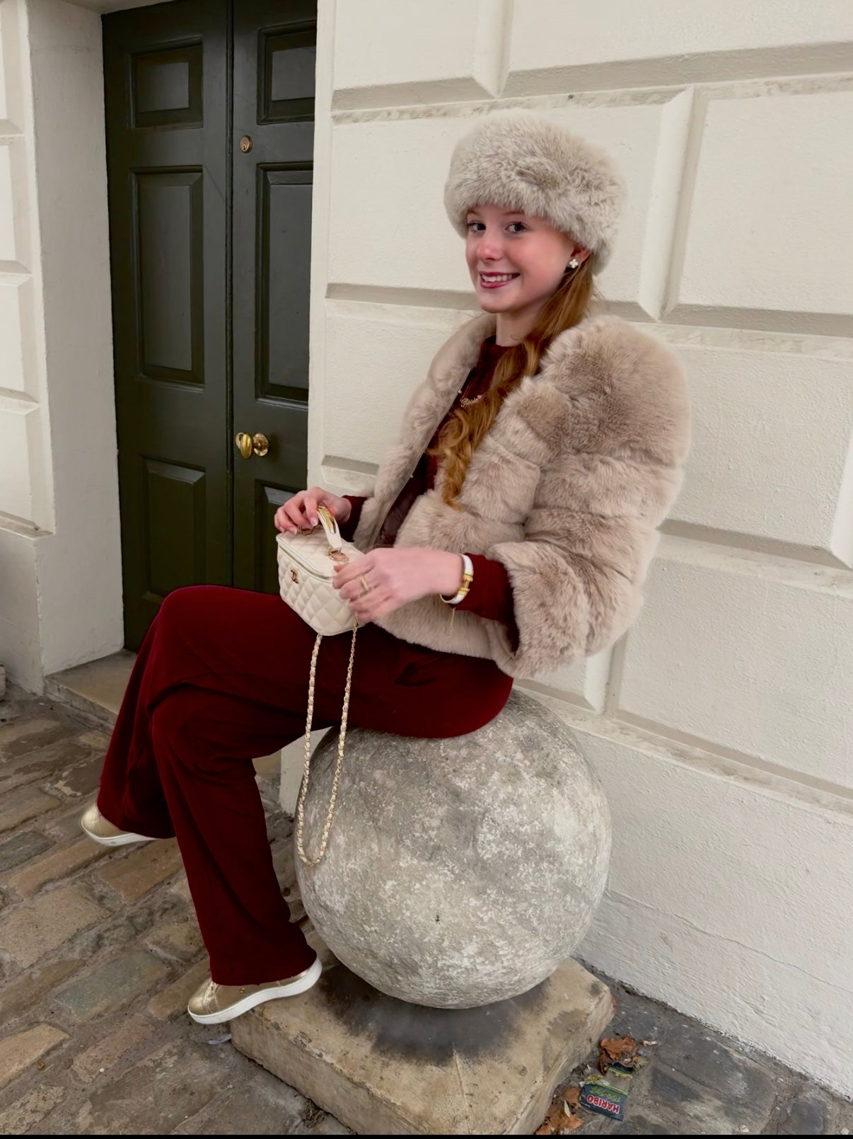 Beige Premium Faux Fur Jacket - 4 Row Sleeve