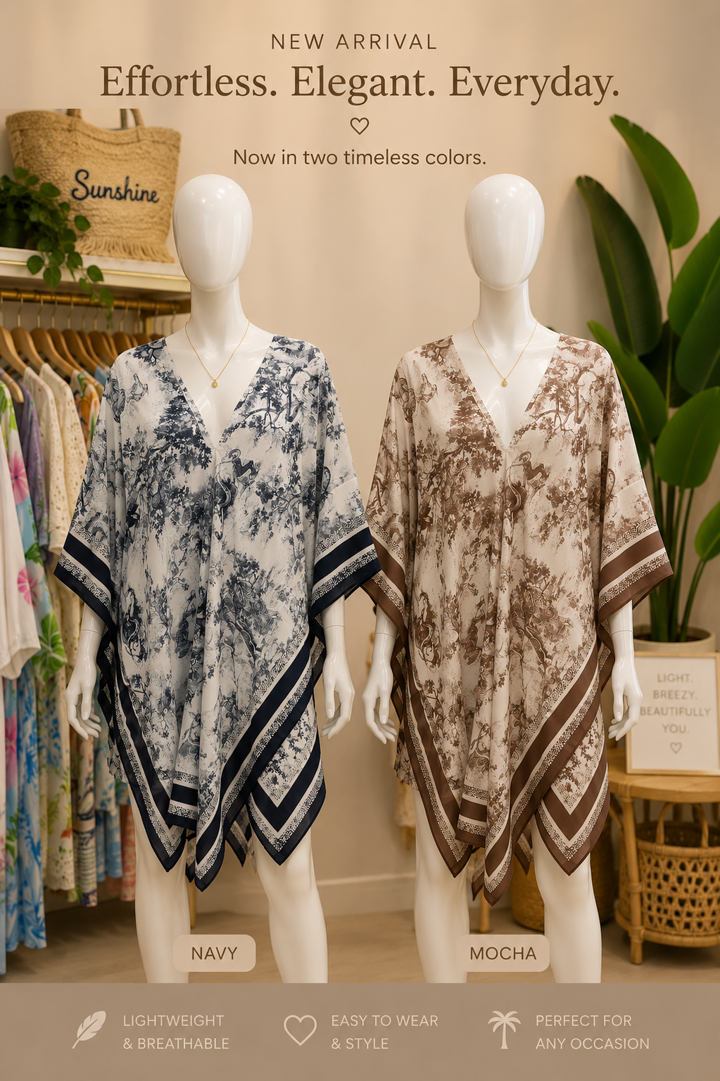 Silky Print Beach Kaftan - One size