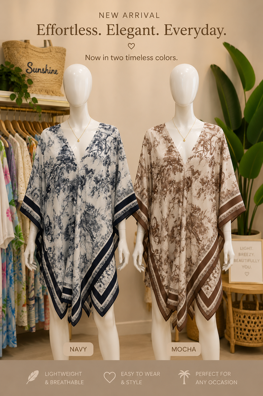 Silky Print Beach Kaftan - One size