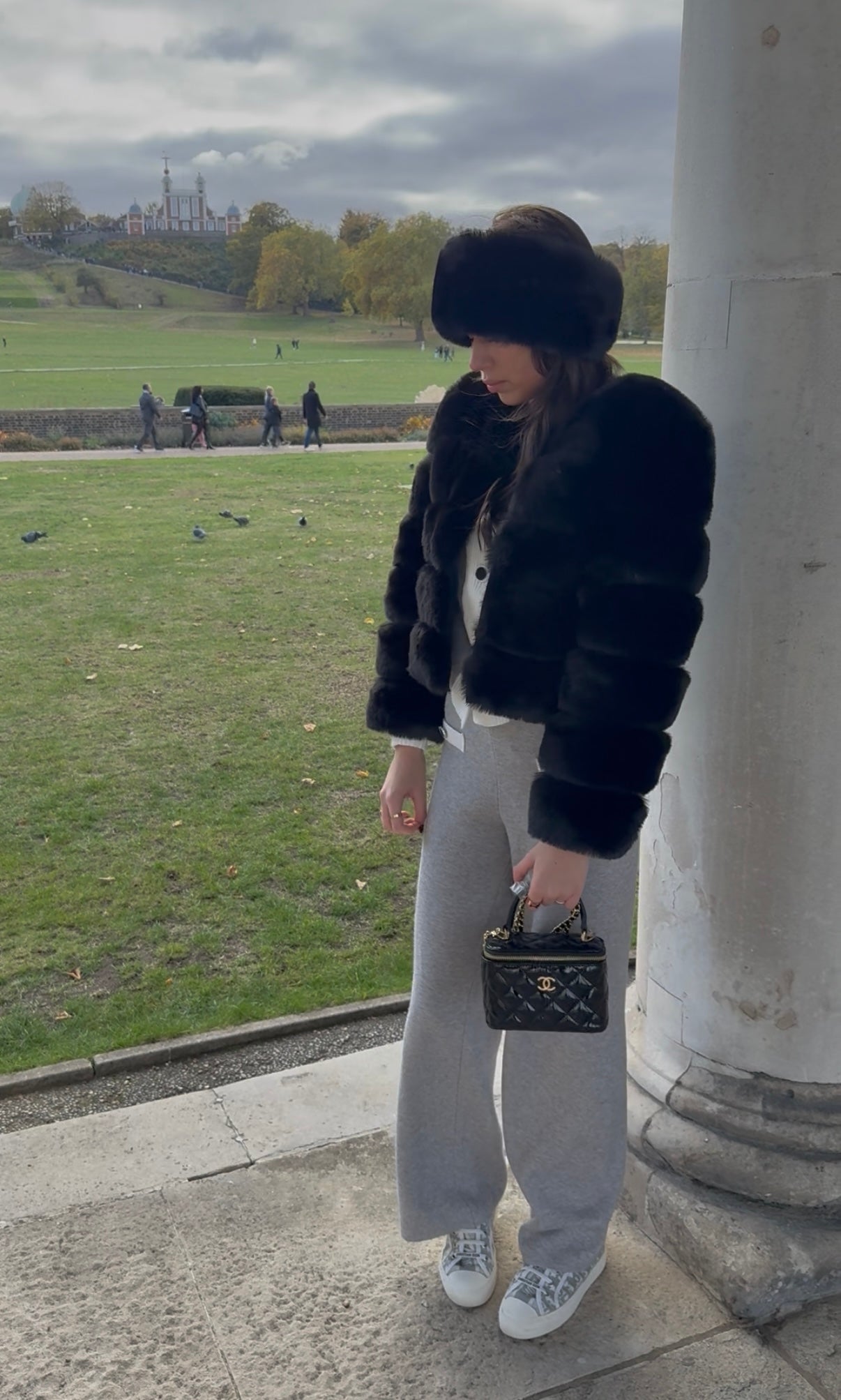 Black Premium Faux Fur Jacket - 5 Row Sleeve