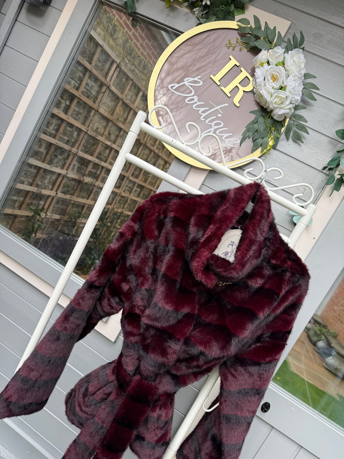 Embellished Clasp Faux Fur Belted Coat - One size 6-16 - (3 Colours)