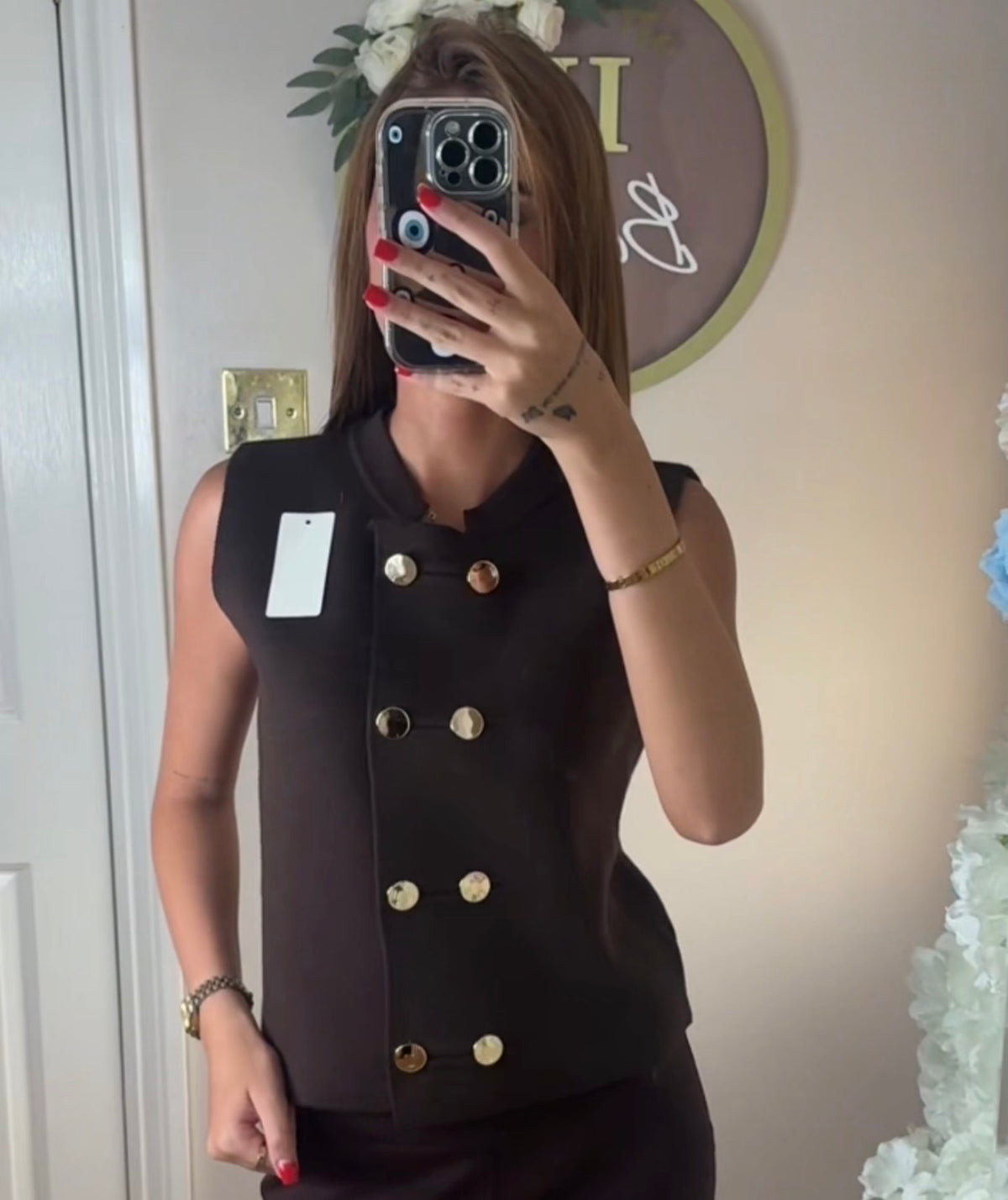 Megan military soft knit vest