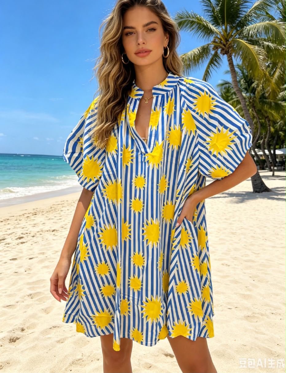 Sunshine Striped Puff Sleeve Dress