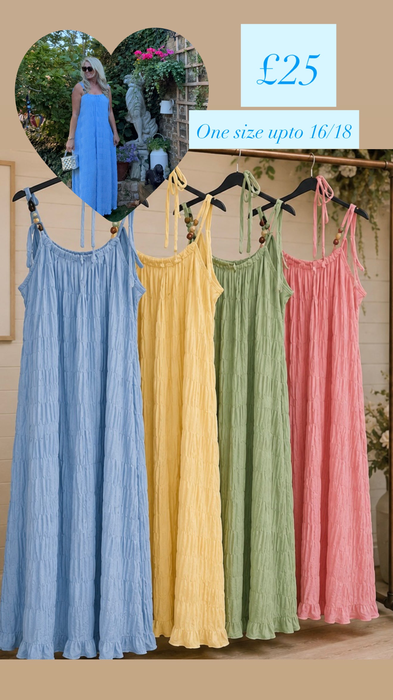 Tie Shoulder Maxi With Beads - one size 16-18