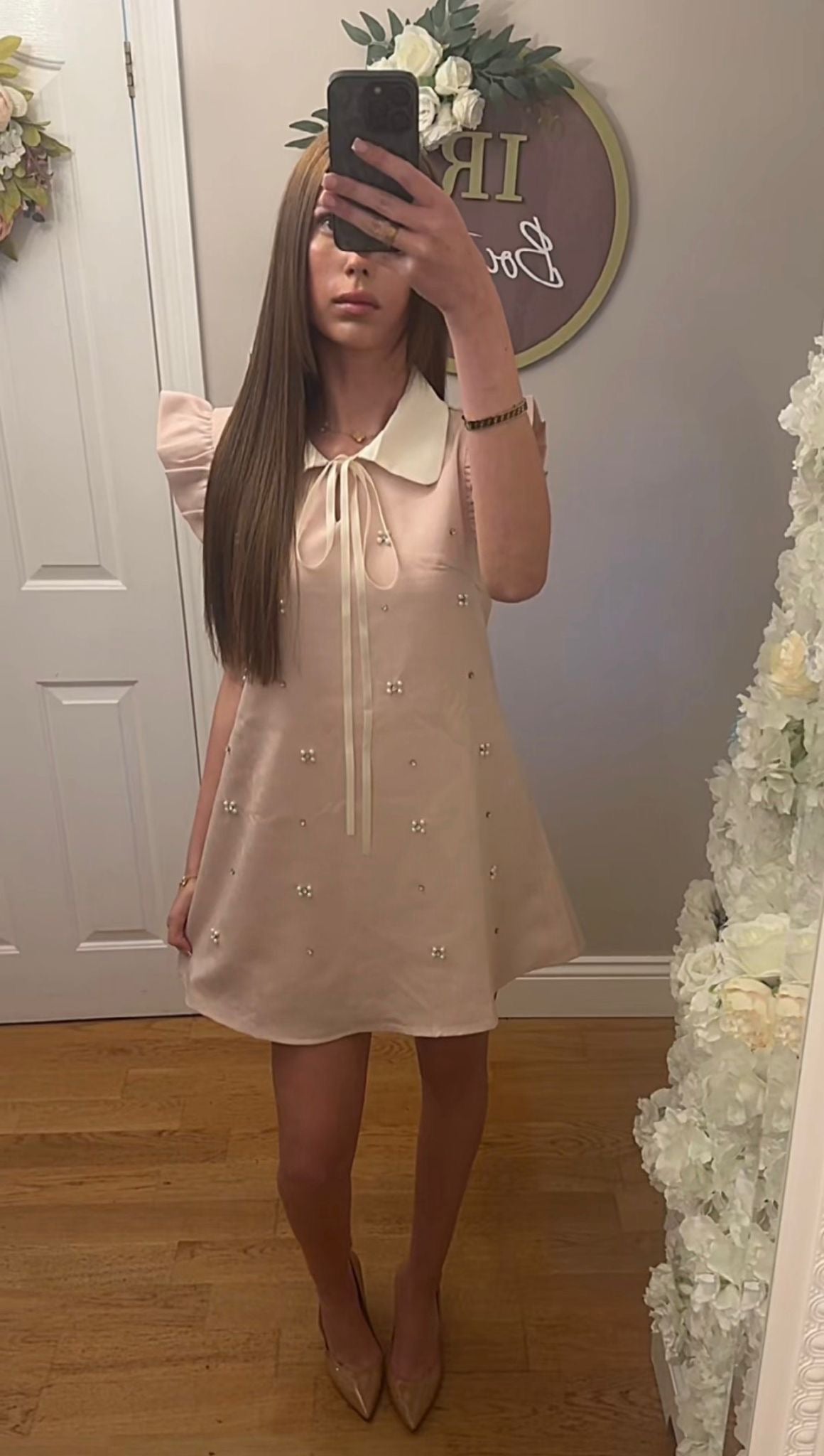 DOTTIE - Beaded White Collar Dress - One size fits 4-6-8 - 4 Colours