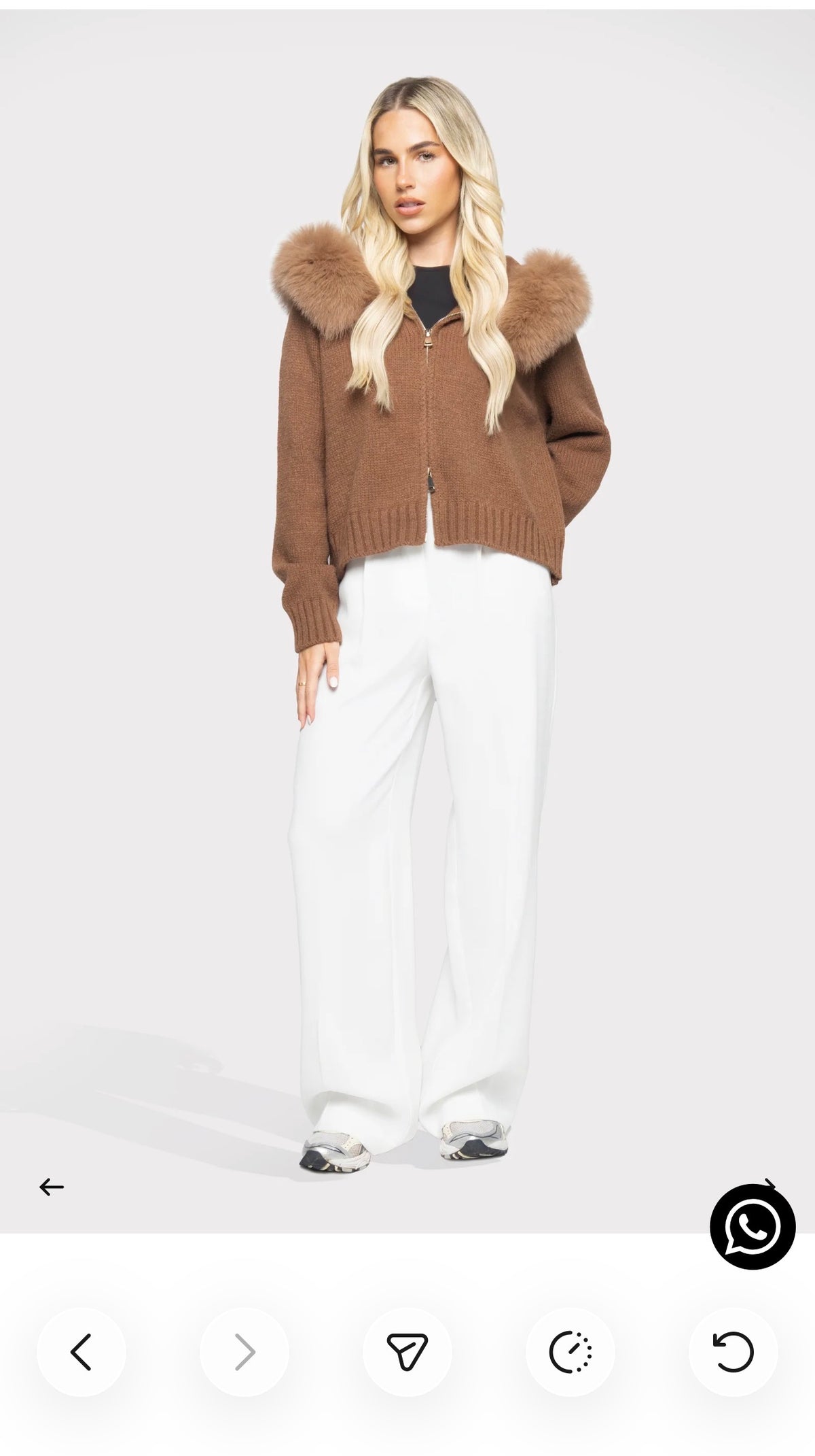 Deluxe fur hood cardigan