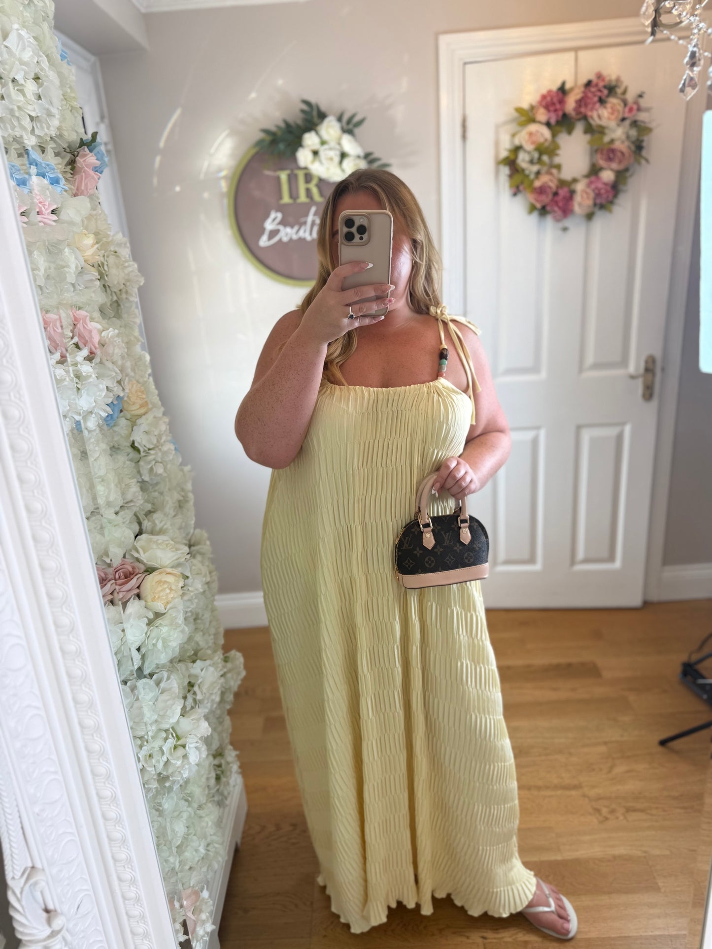 JUPITER- Bead Detail Pleated Maxi Dress - One size upto 22