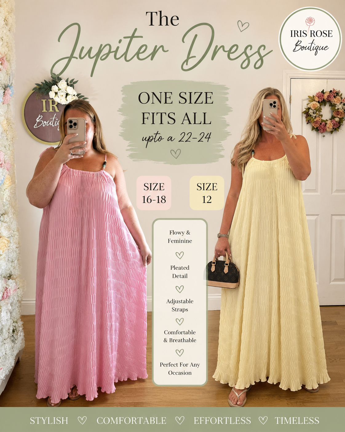 JUPITER- Bead Detail Pleated Maxi Dress - One size upto 22