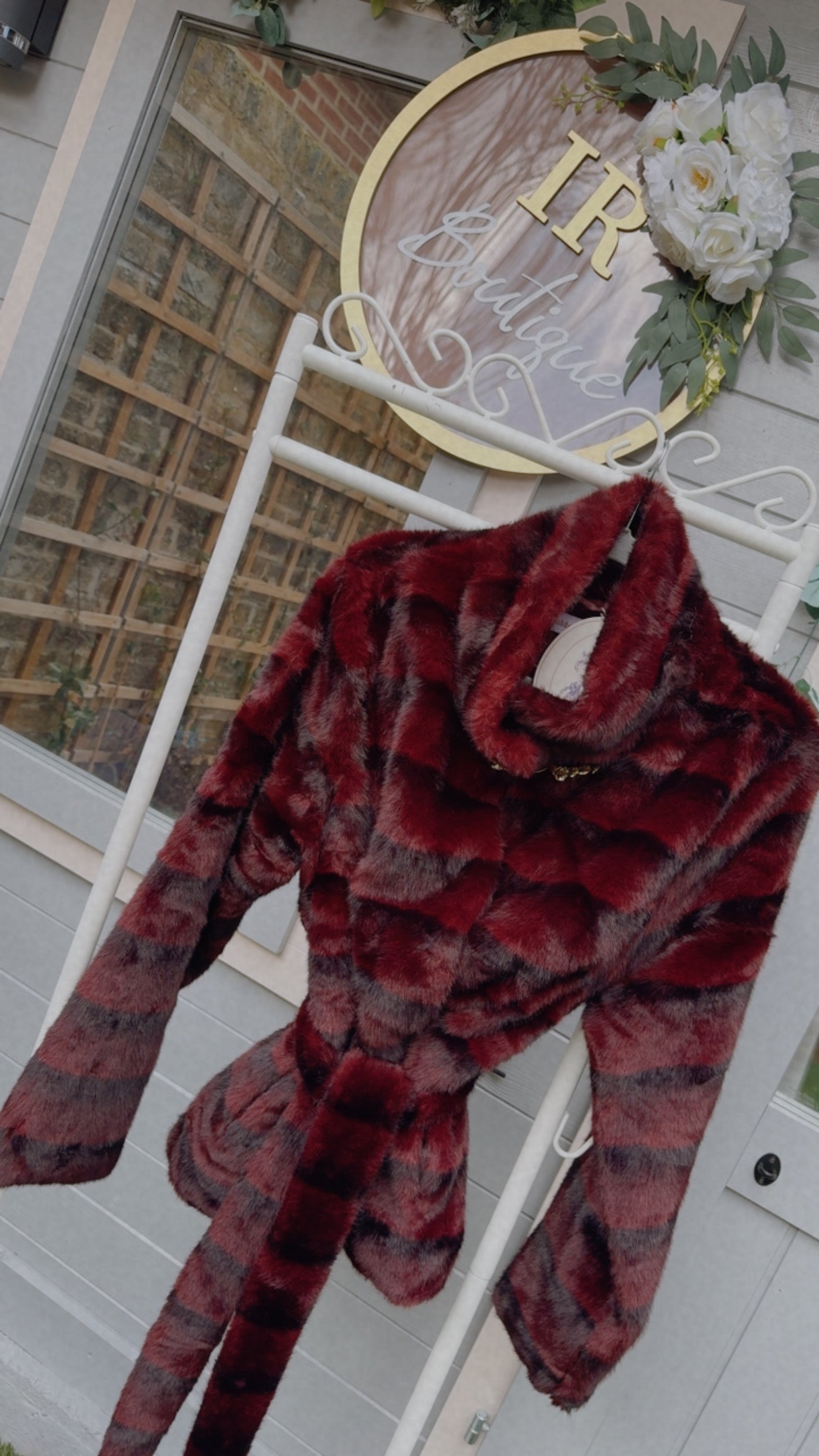 Embellished Clasp Faux Fur Belted Coat - One size 6-16 - (3 Colours)