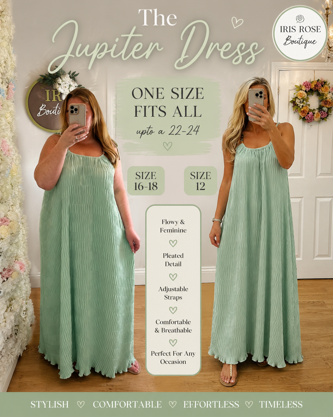 JUPITER- Bead Detail Pleated Maxi Dress - One size upto 22