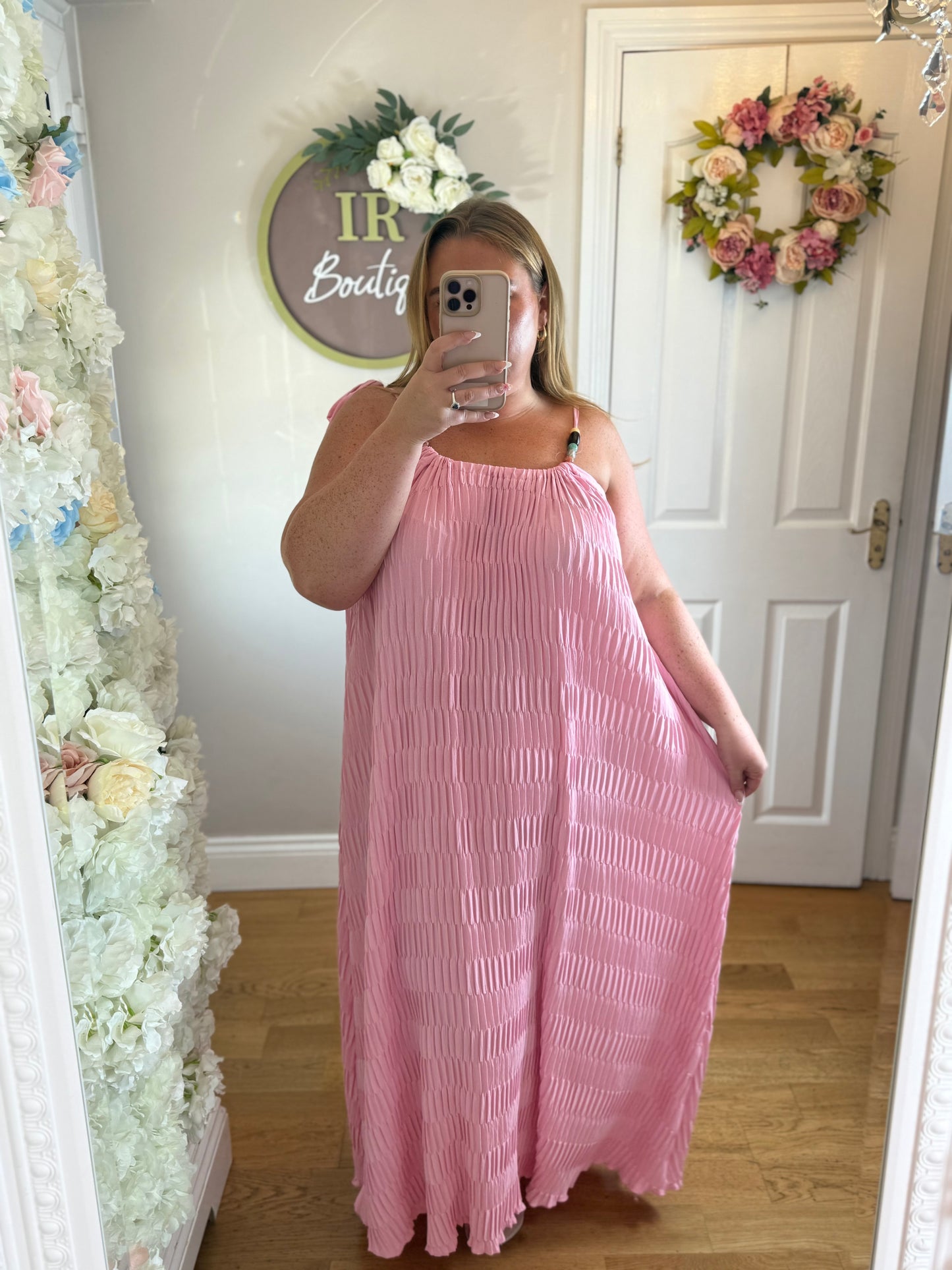 JUPITER- Bead Detail Pleated Maxi Dress - One size upto 22