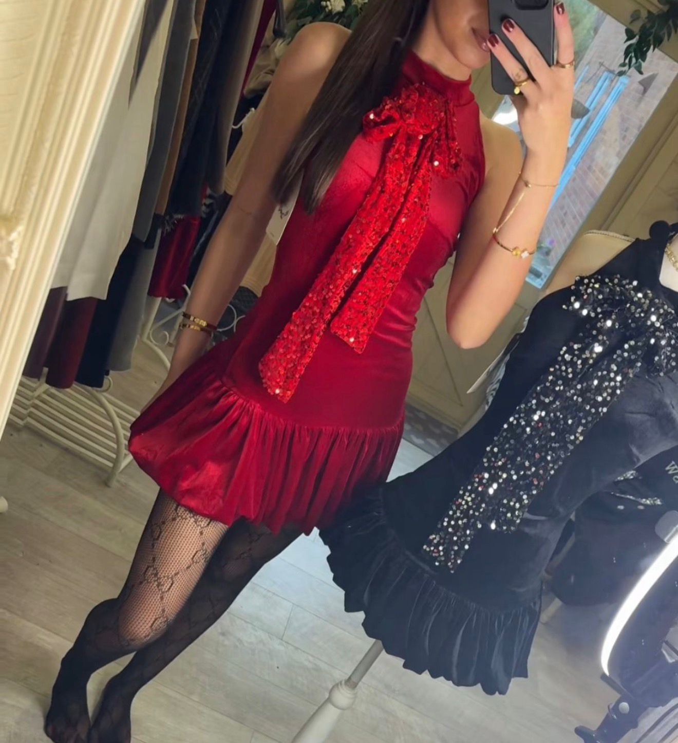 LIBBY - sequin bow dress