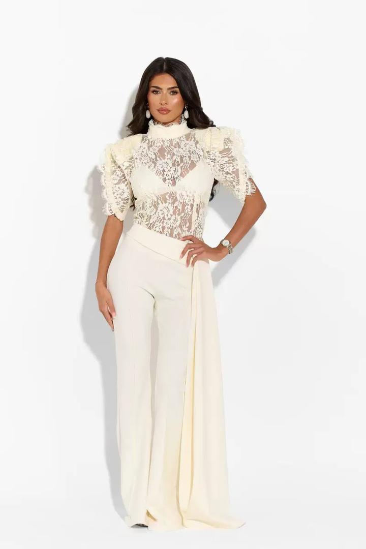 PRINCESS - Luxury Lace & Draped Trouser Suit
