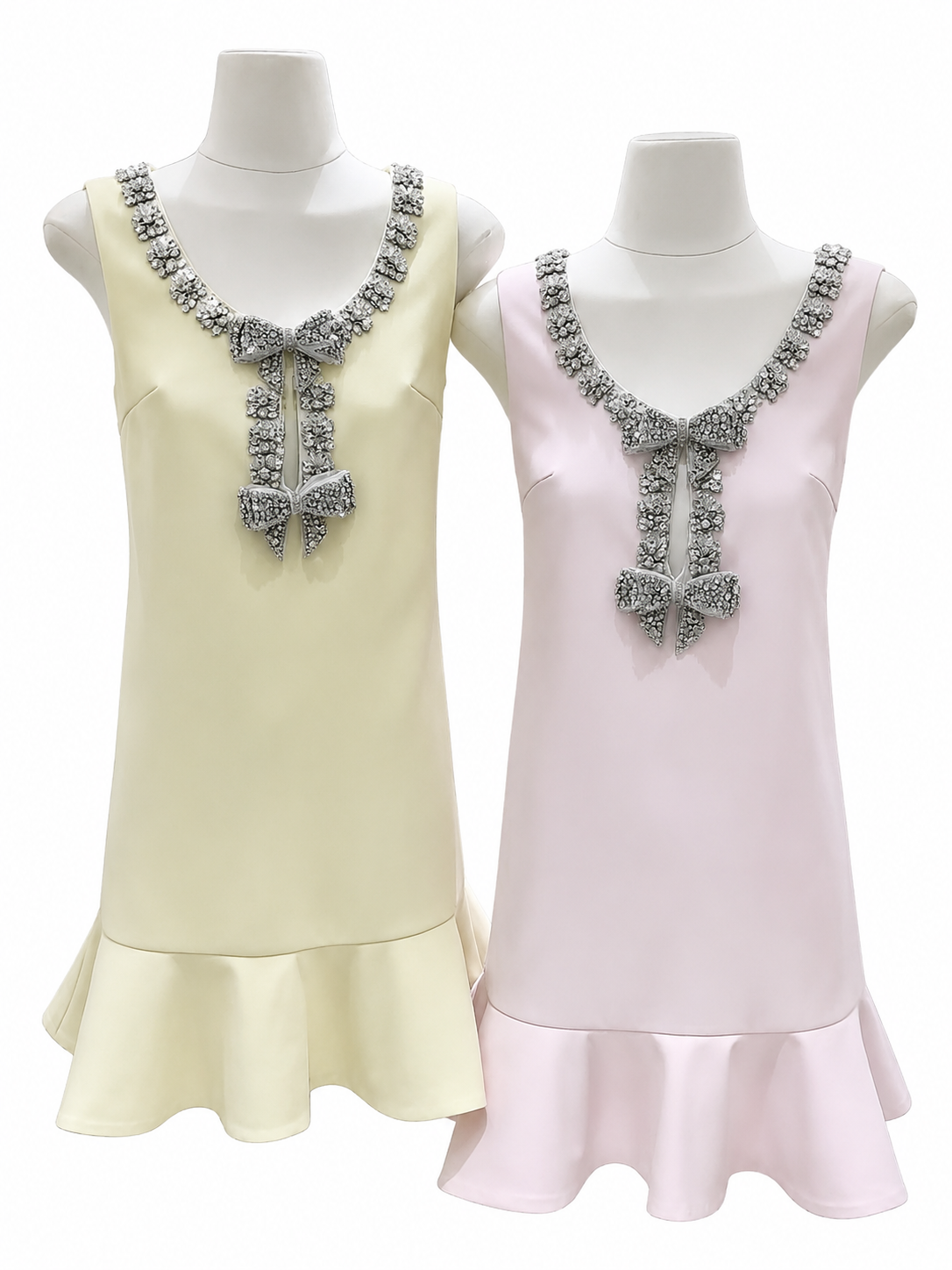 MONROE- Embellished Bow Peplum Hem Dress