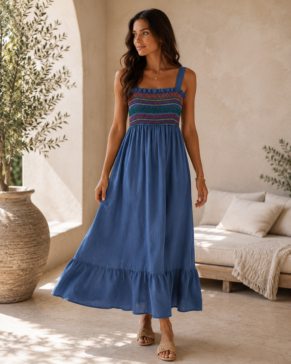 CARMEN Smocked Maxi Dress - £23
One size 8-16