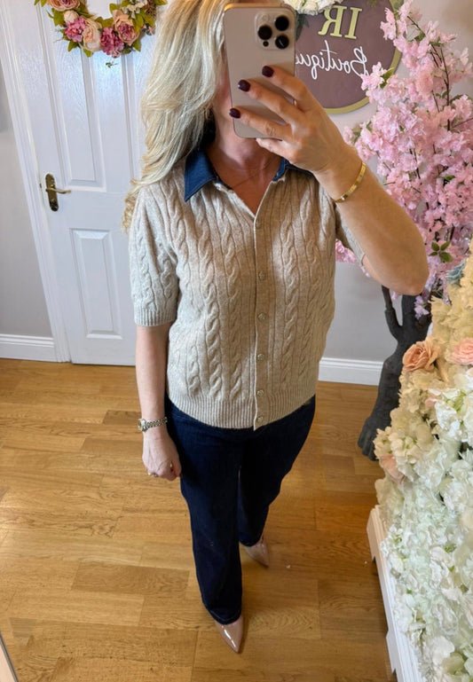 Rita - denim collar top