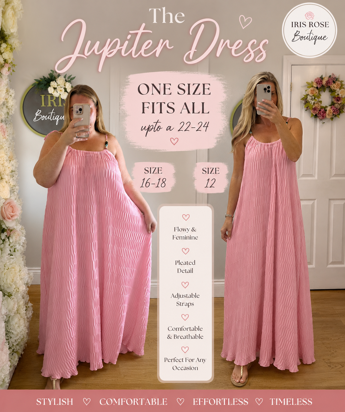 JUPITER- Bead Detail Pleated Maxi Dress - One size upto 22