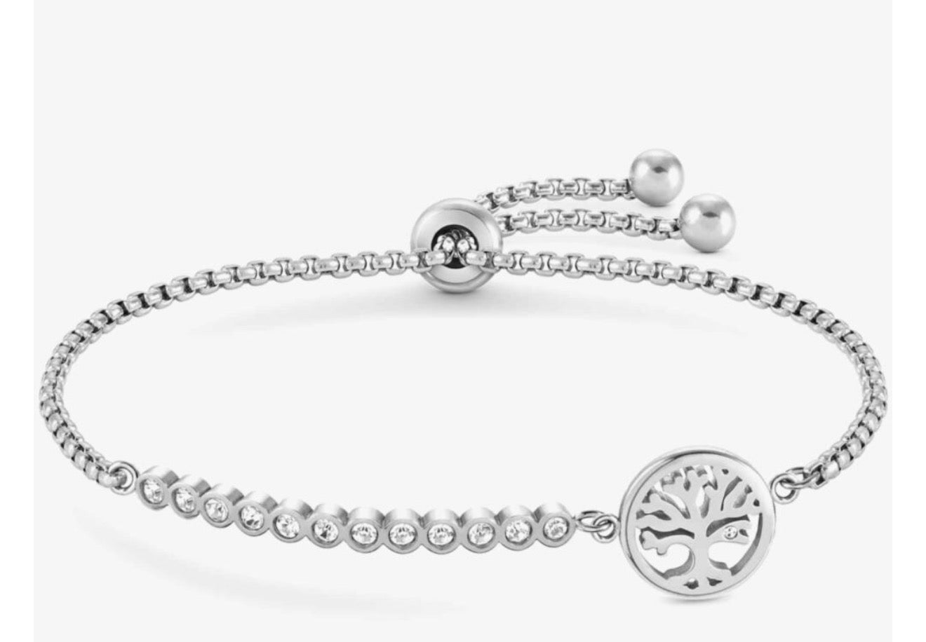Silver Diamonte Tree Of Life - Adjustable Bracelet