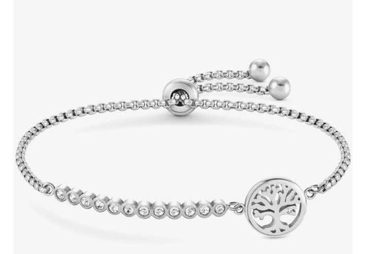 Silver Diamonte Tree Of Life - Adjustable Bracelet