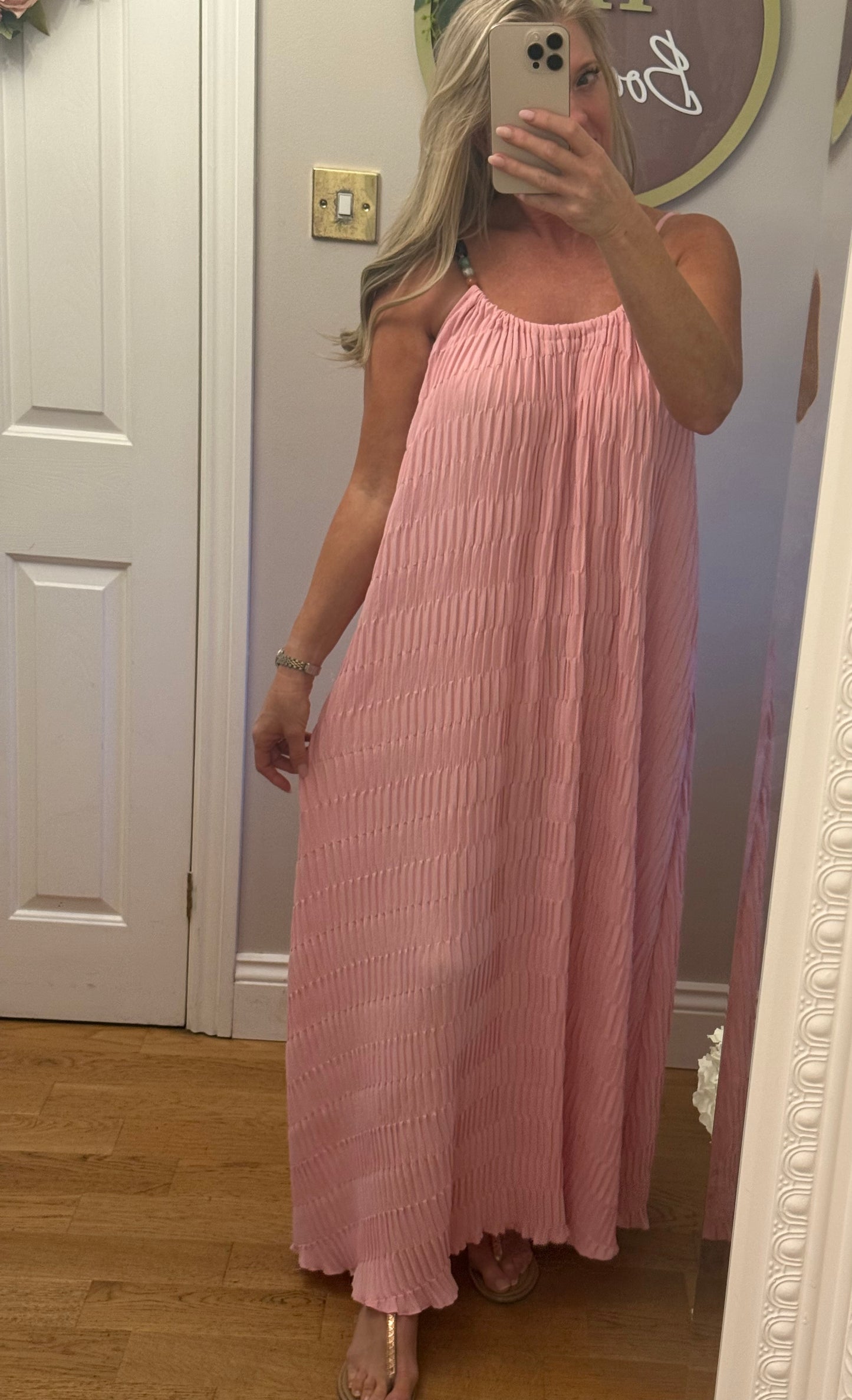 JUPITER- Bead Detail Pleated Maxi Dress - One size upto 22