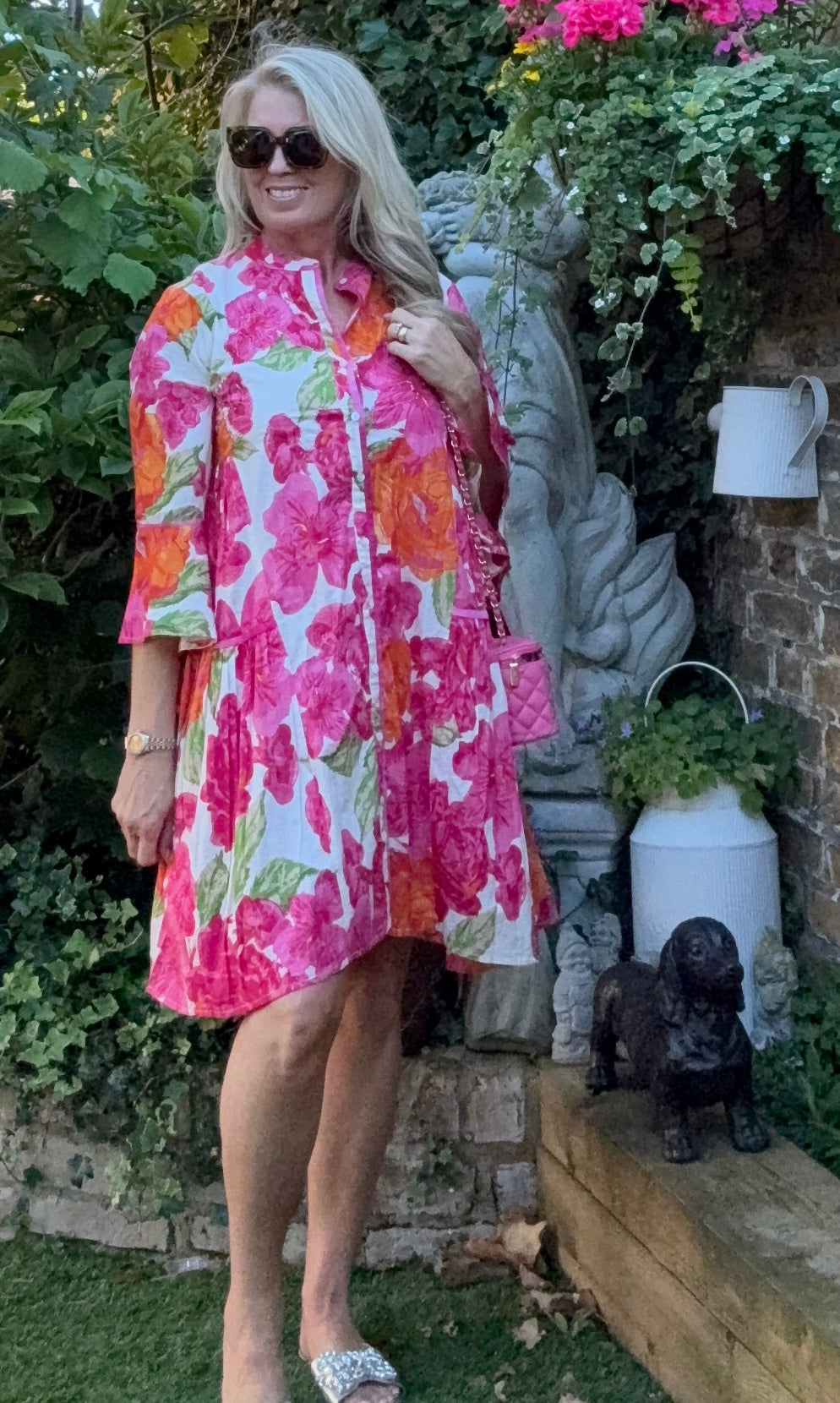 Floral Beaded Tunic Dress
