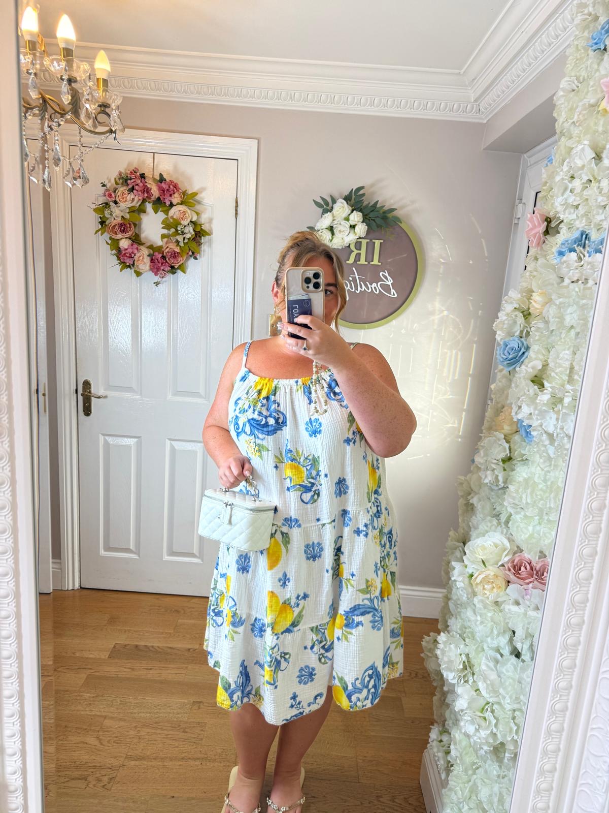 LEMON Print Cheesecloth Sun Dress