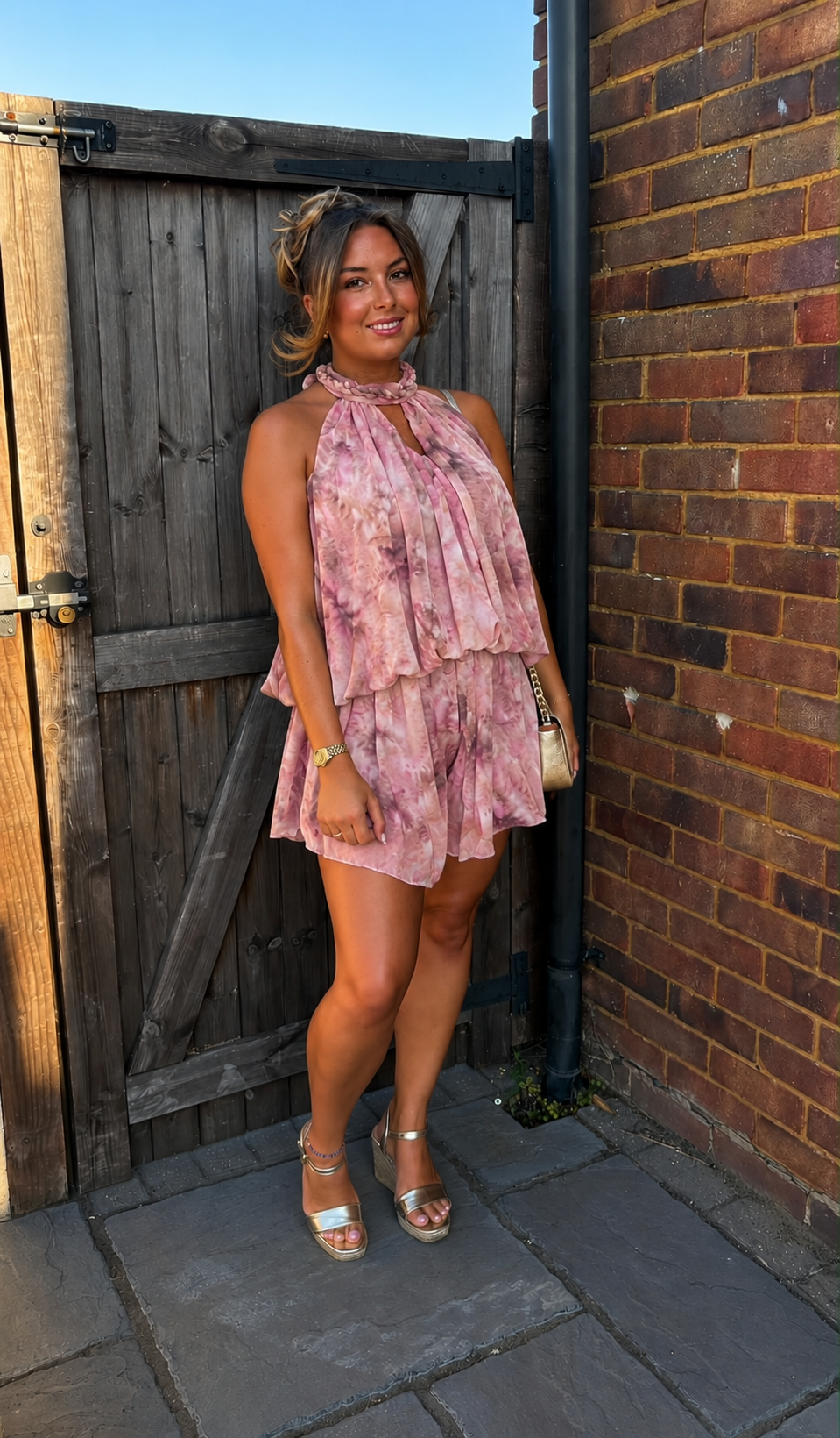 Marble Print Rope Design Floaty Playsuit