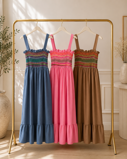 CARMEN Smocked Maxi Dress - £23
One size 8-16