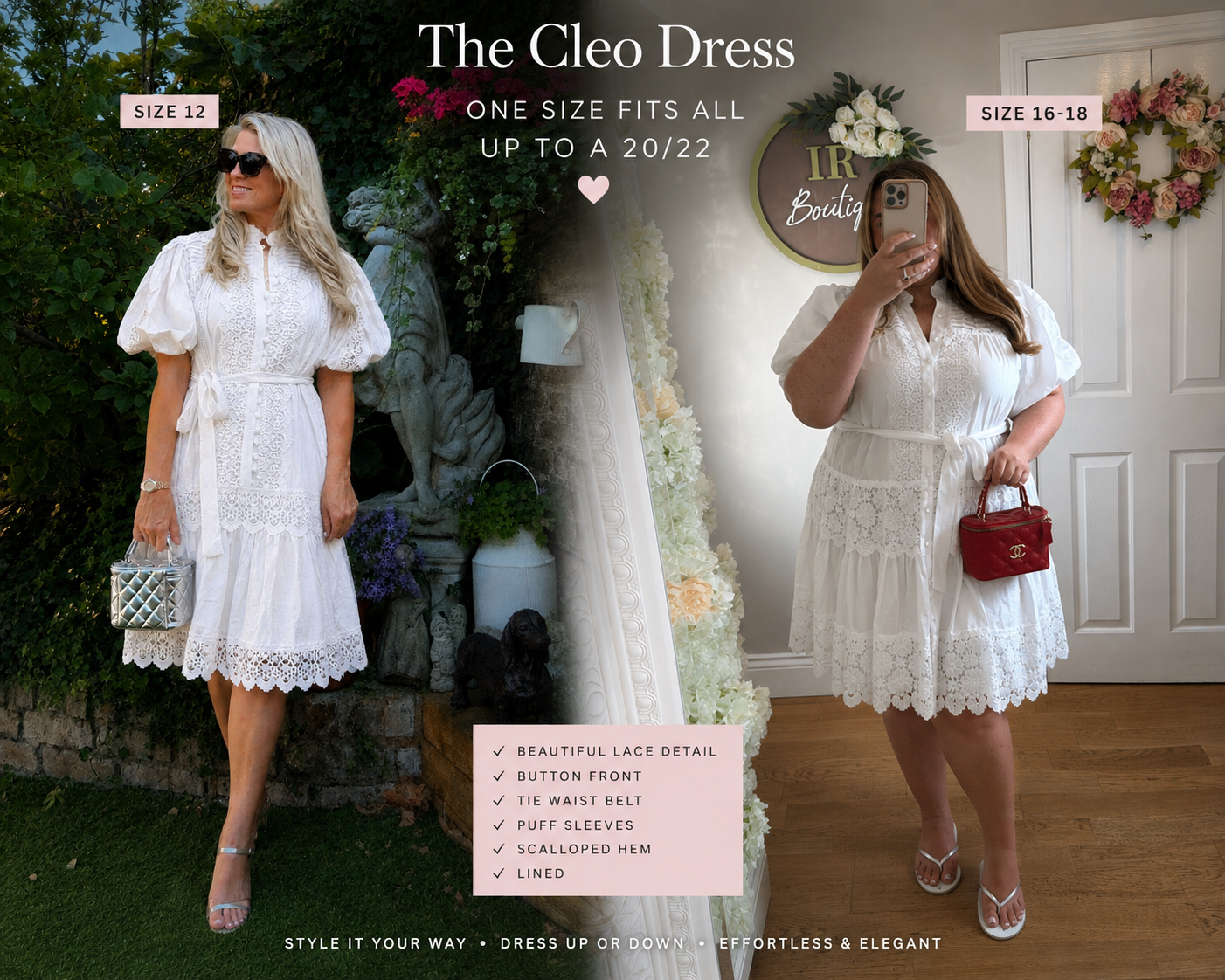 CLEO LACE DRESS - White - One size fits all uk size 12-20/22 -