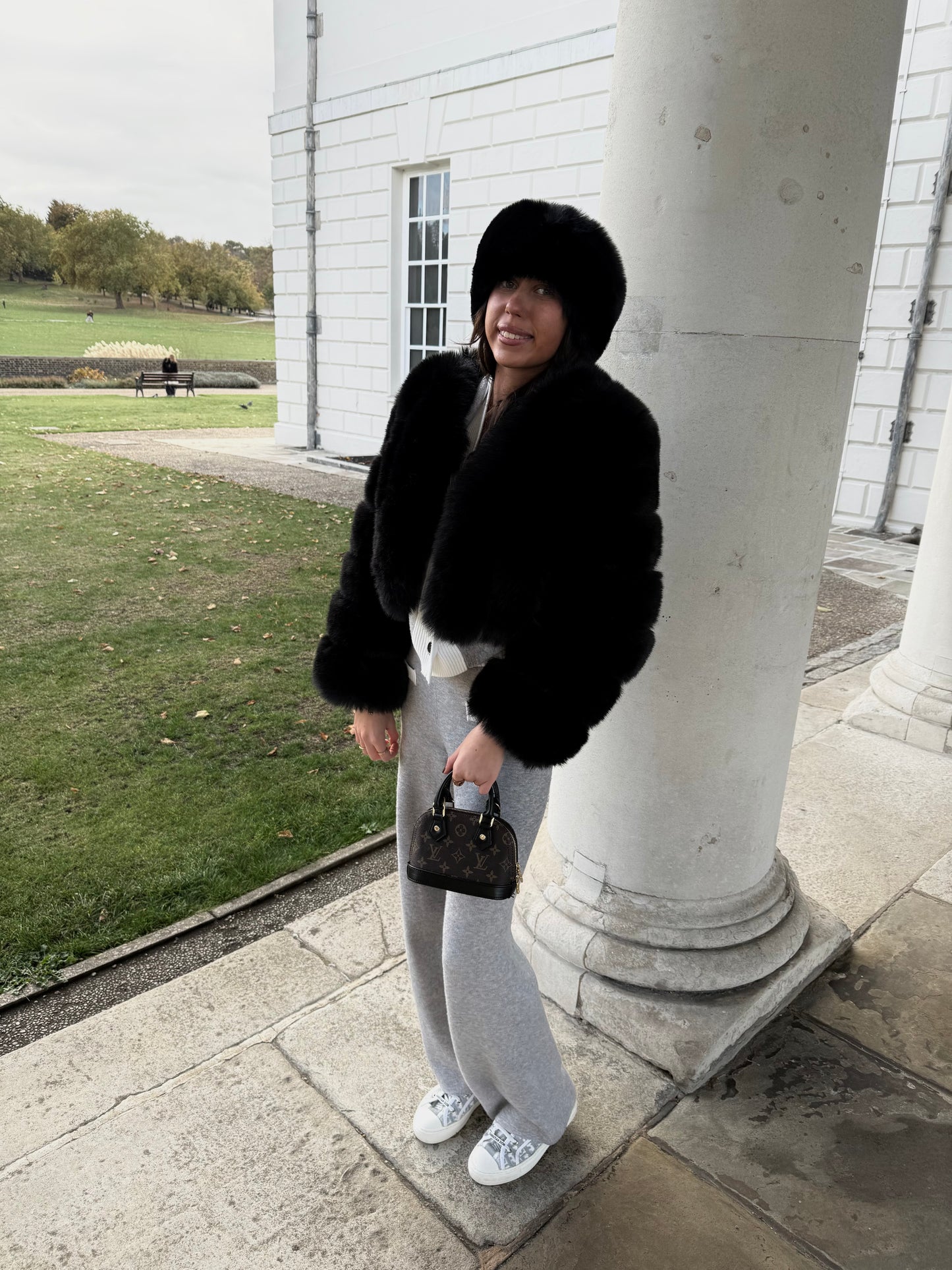 Black Faux Fur Vertical Style Jacket