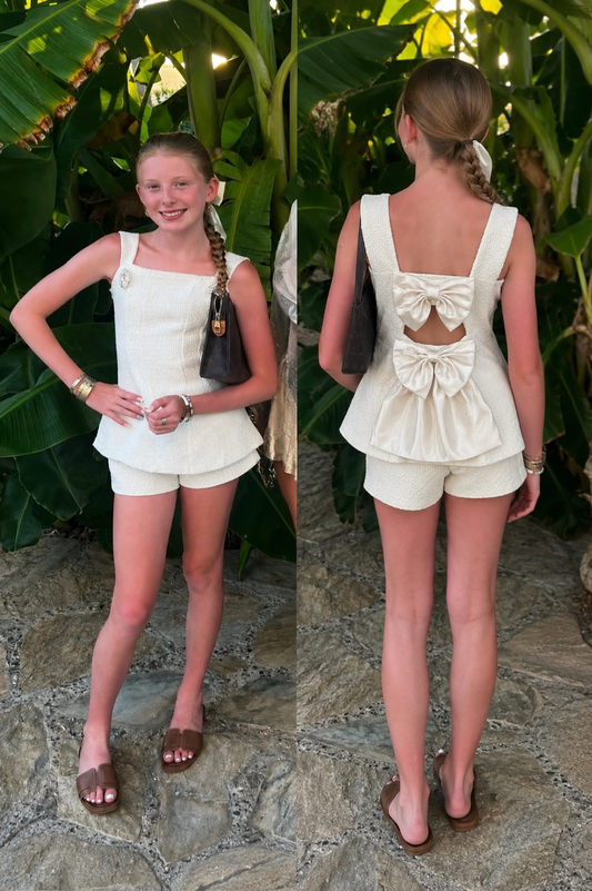 ELSA - Bow Back Short Tweed Set