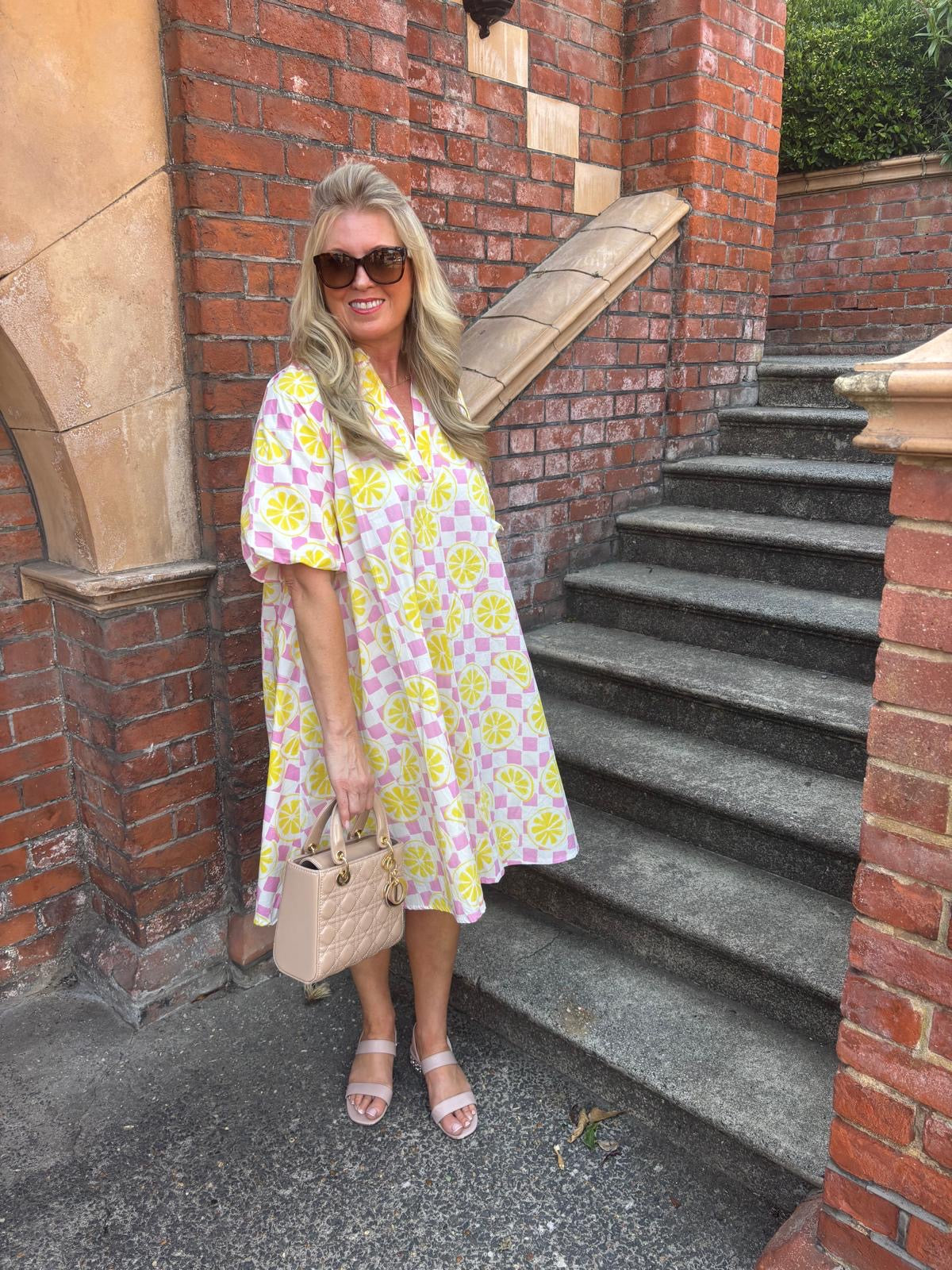 Lemon Slice Puff Sleeve Dress