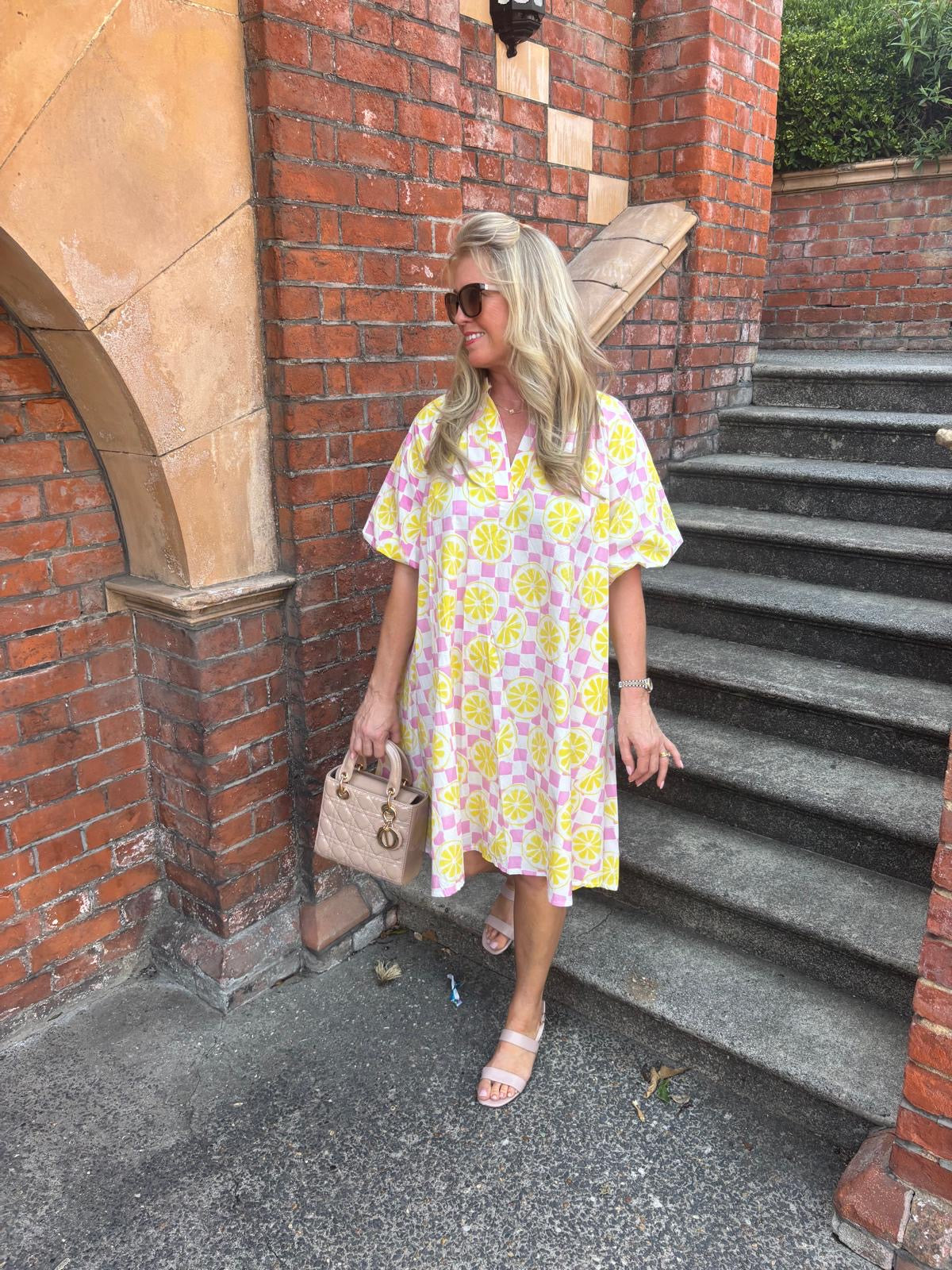 Lemon Slice Puff Sleeve Dress
