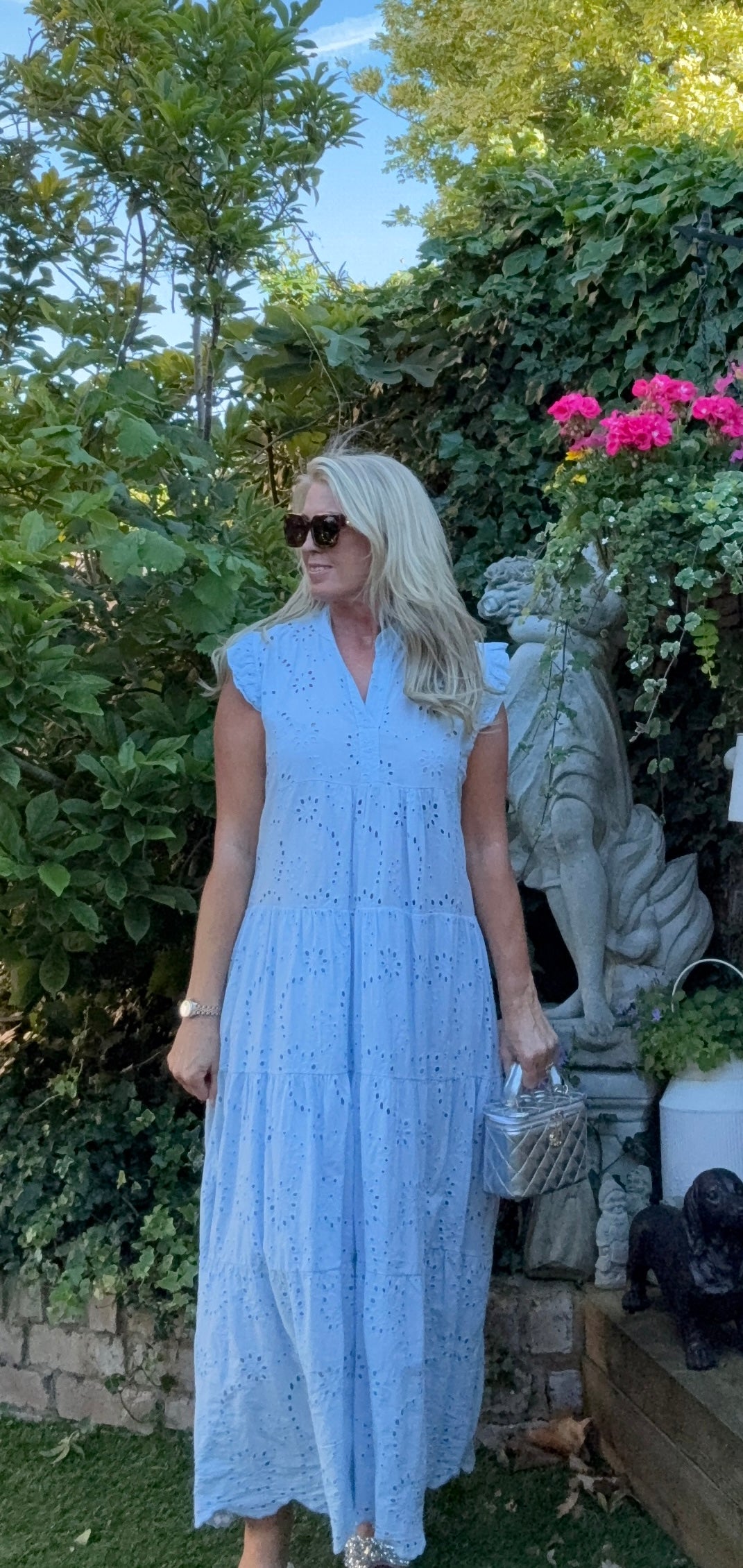 Blue Embroidered Maxi Dress