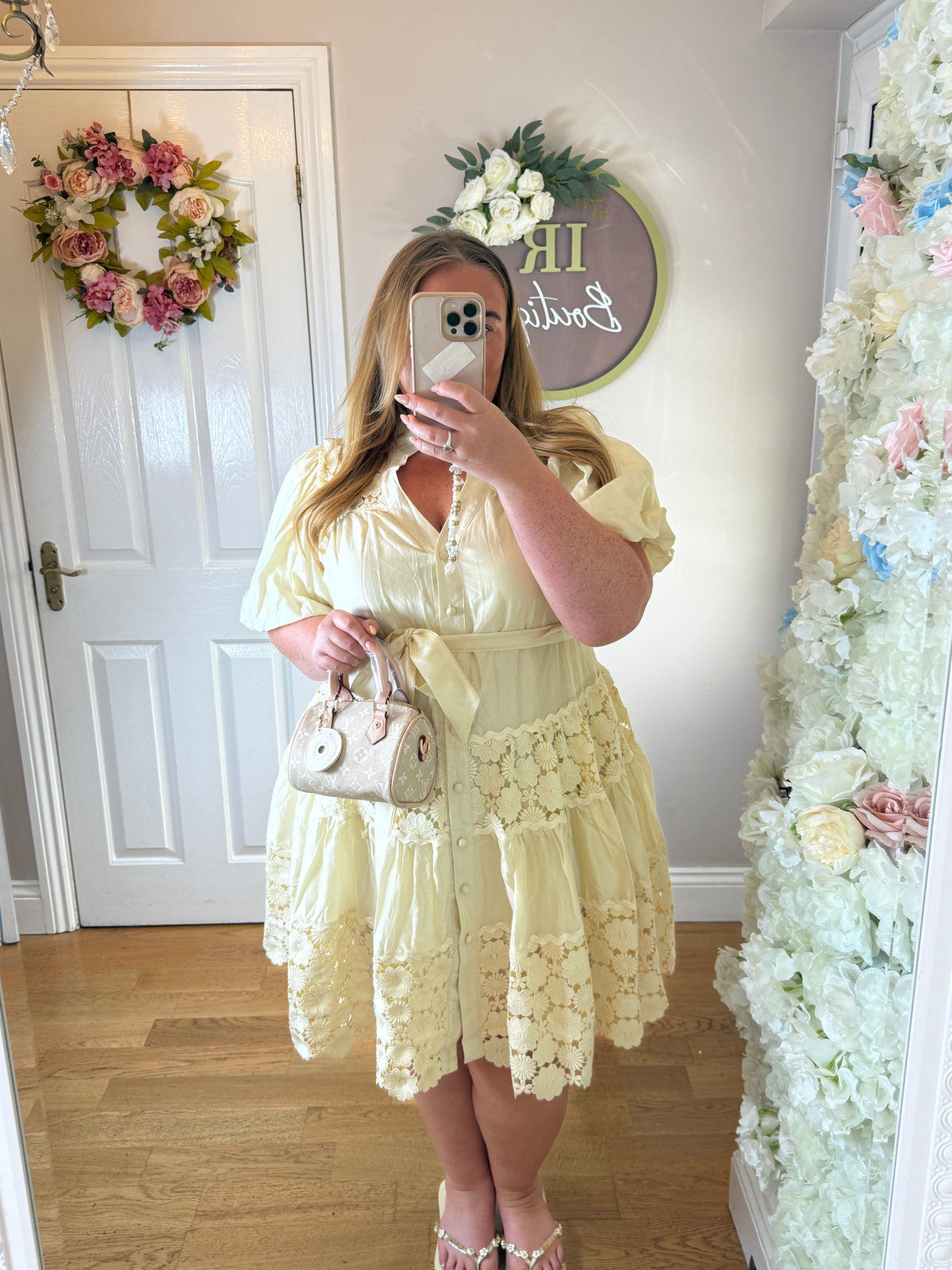 REBECCA LACE DRESS - Lemon - One size fits all uk size 12-20/22 -