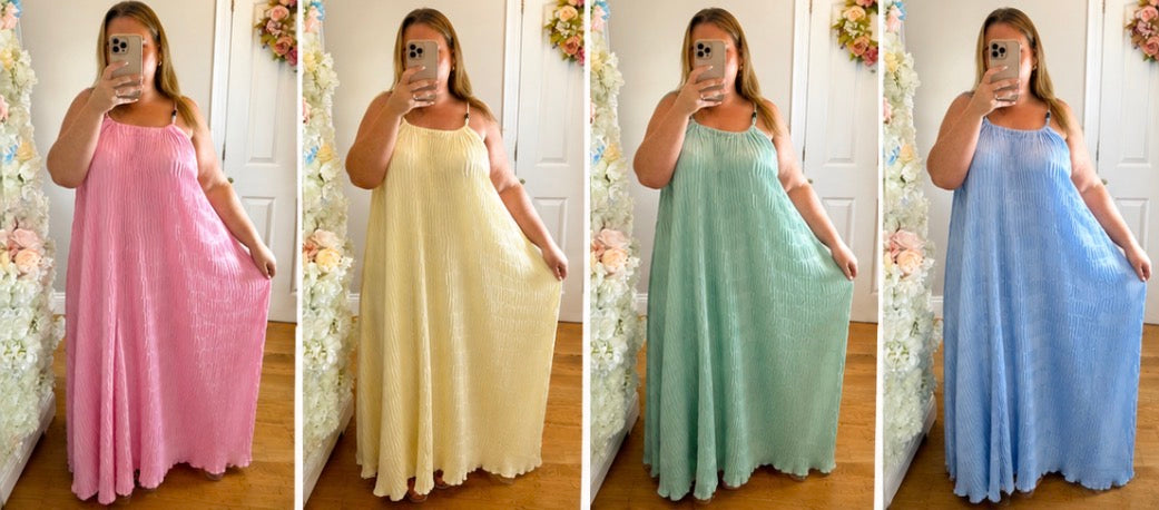 JUPITER- Bead Detail Pleated Maxi Dress - One size upto 22