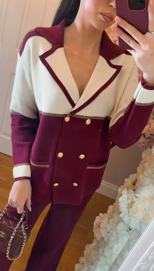 Stacey - double breasted 2 tone lounge set